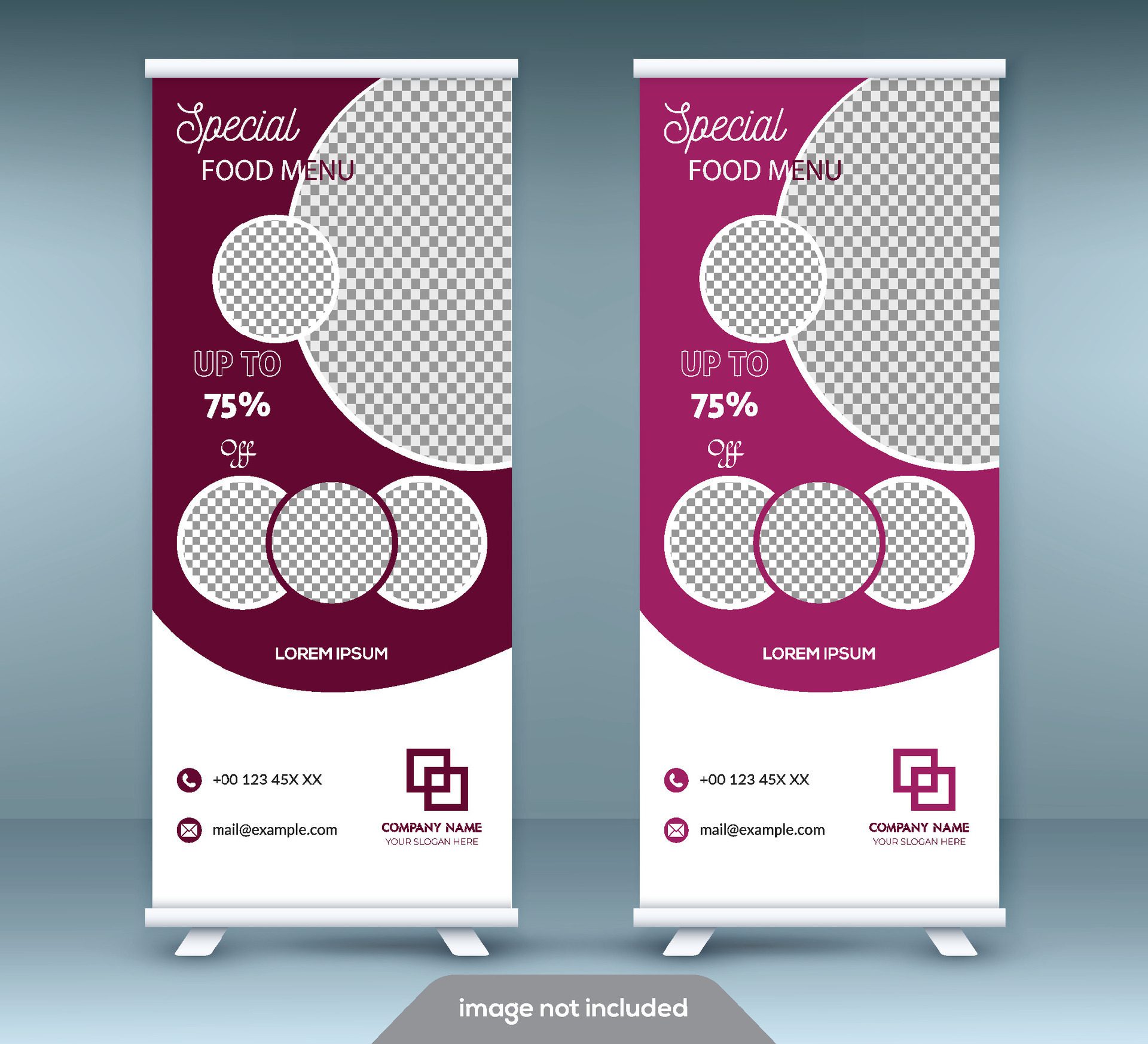 Roll up banner stand template design. Vertical banner template. Universal stand for conference, seminar, exhibitions Free Vector