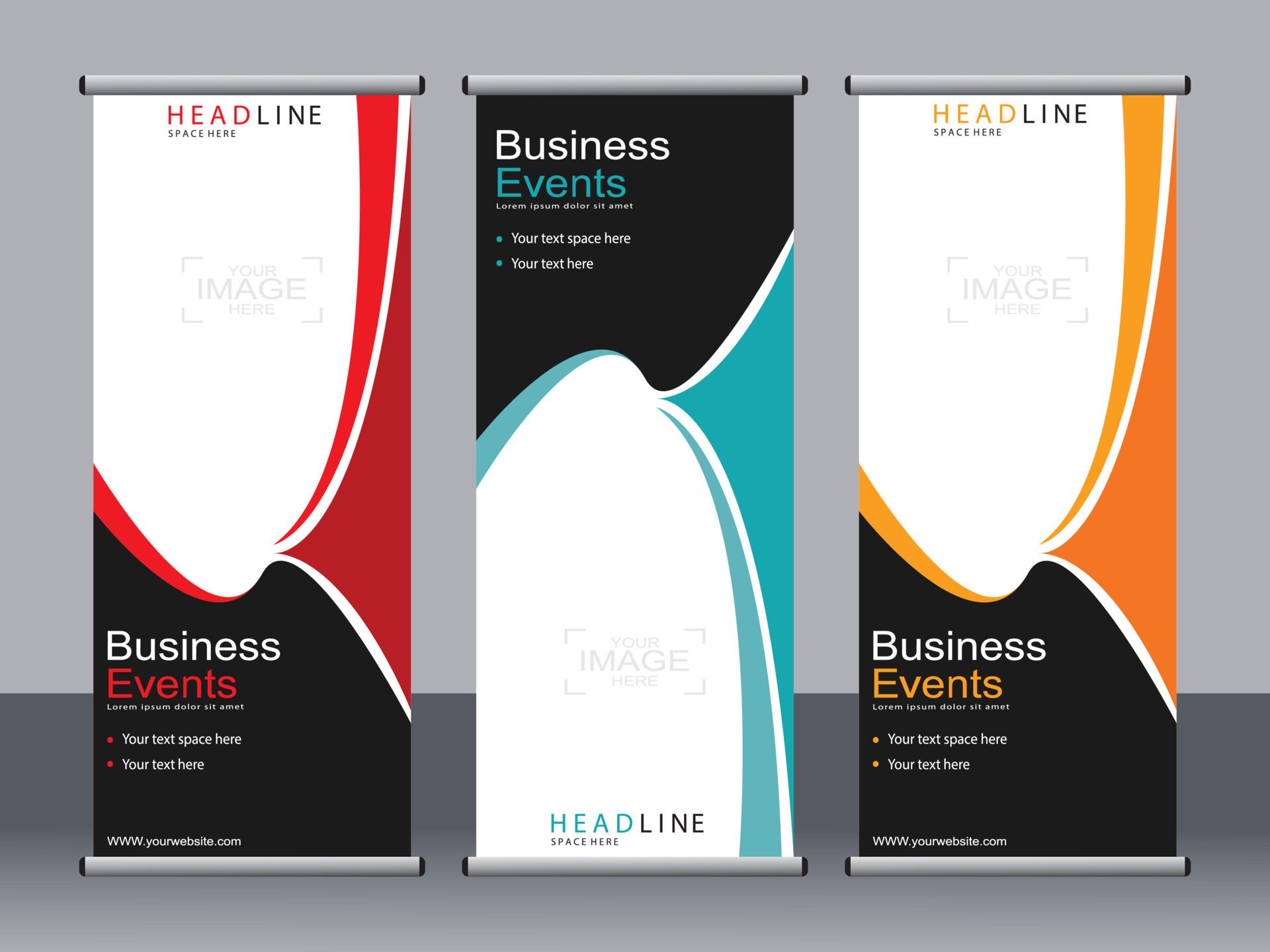 Business banner roll up set standee banner template. Free Vector