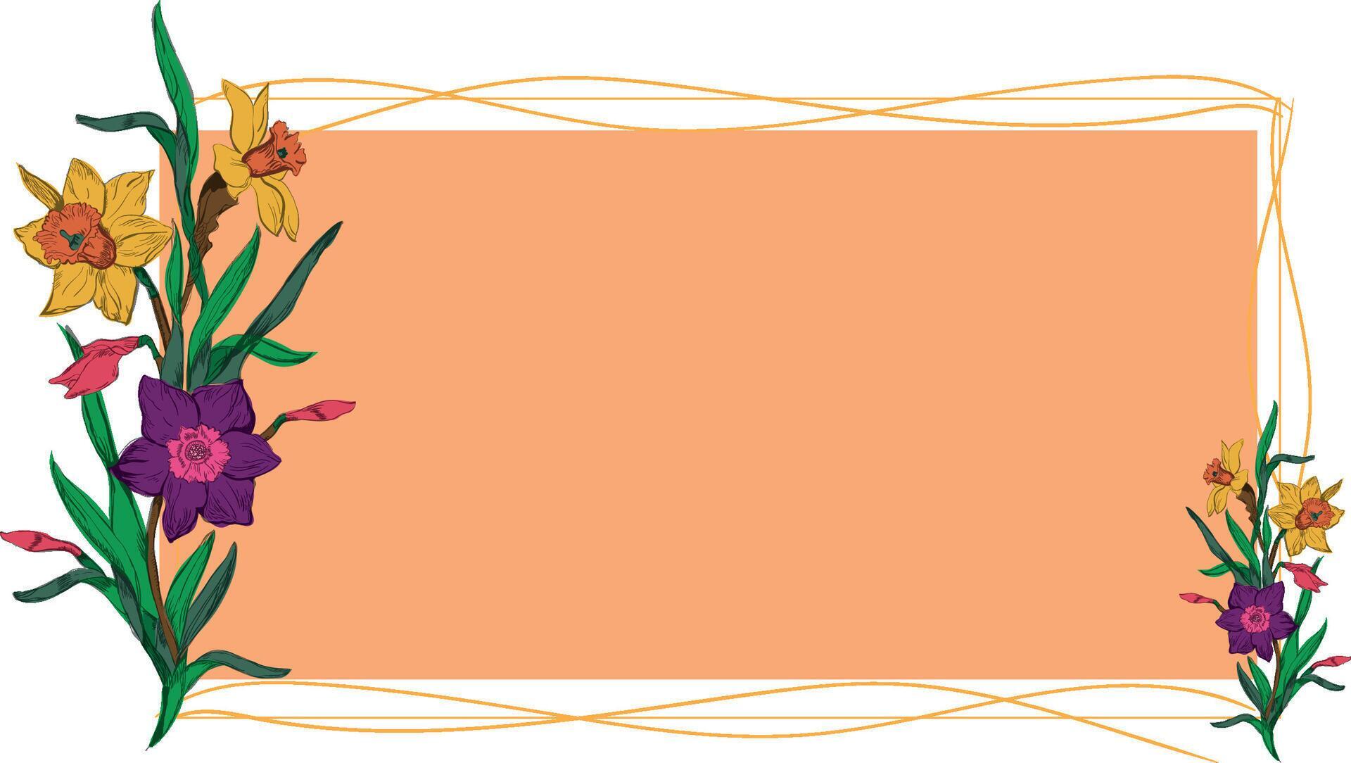 Hand Drawn Colorful Flower Frame Stock Free