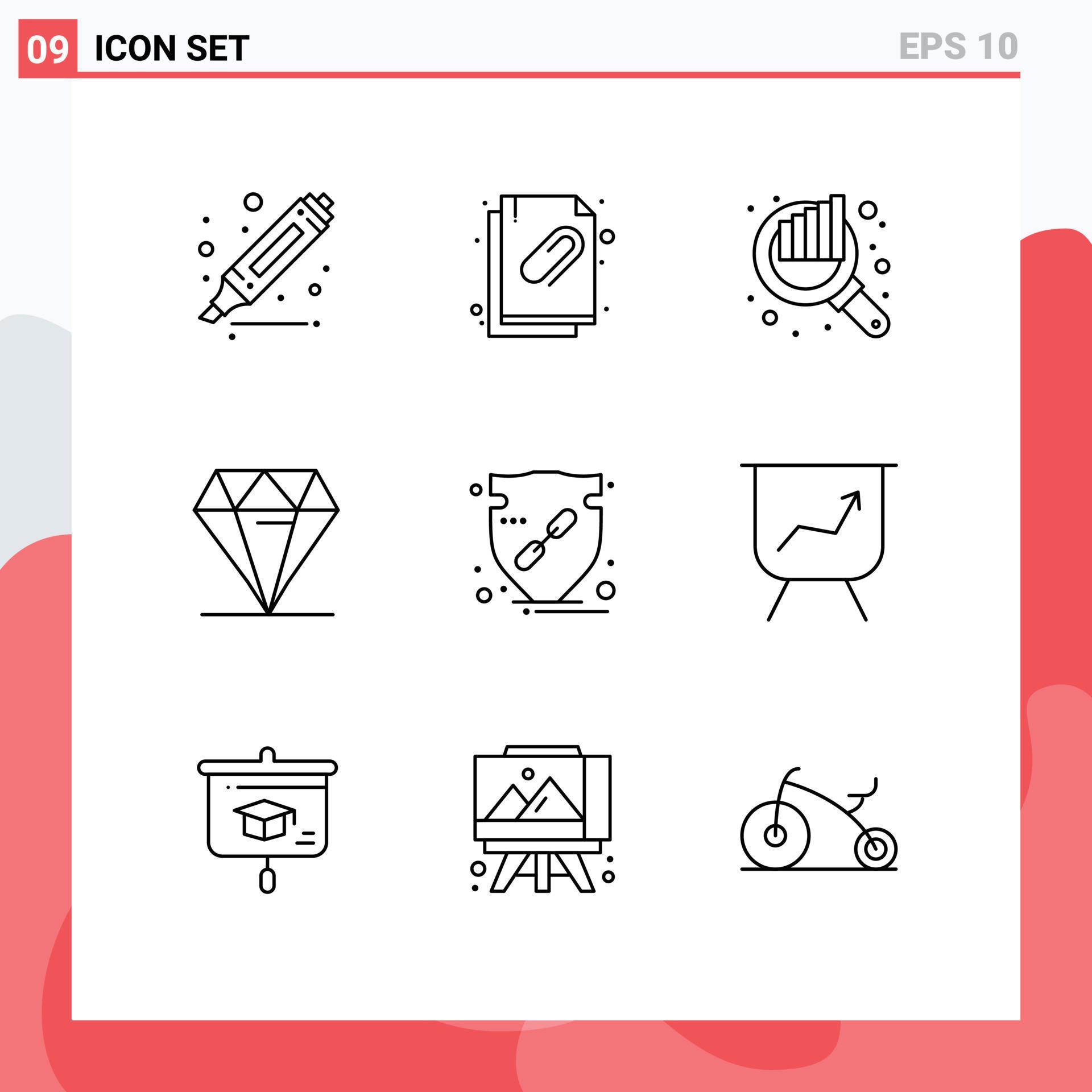 Universal Icon Symbols Group of 9 Modern Outlines of arrow trust chart expensive jewelry Editable Vector Design Elements Stock Free