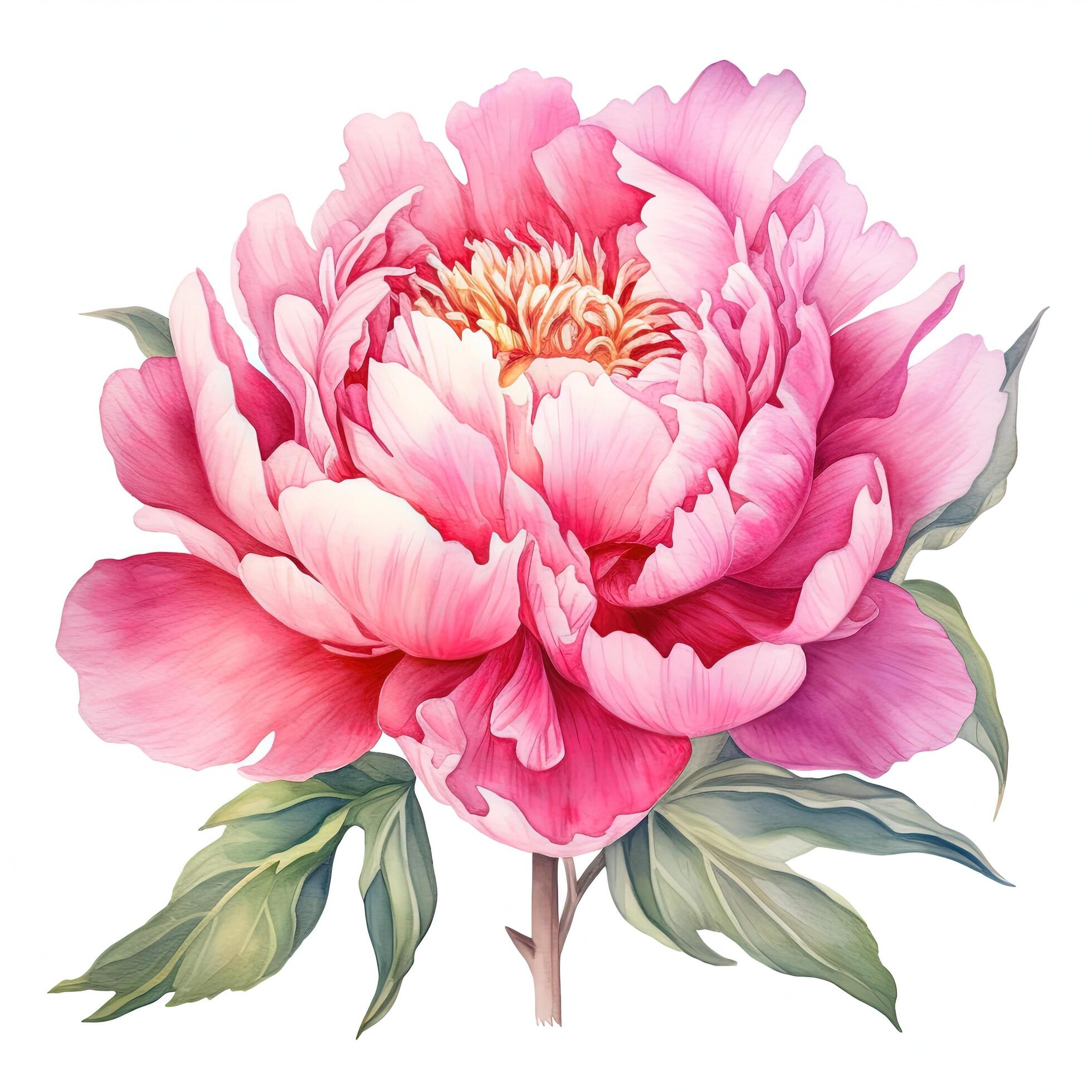 Watercolor beautiful peony flower. Illustration Stock Free