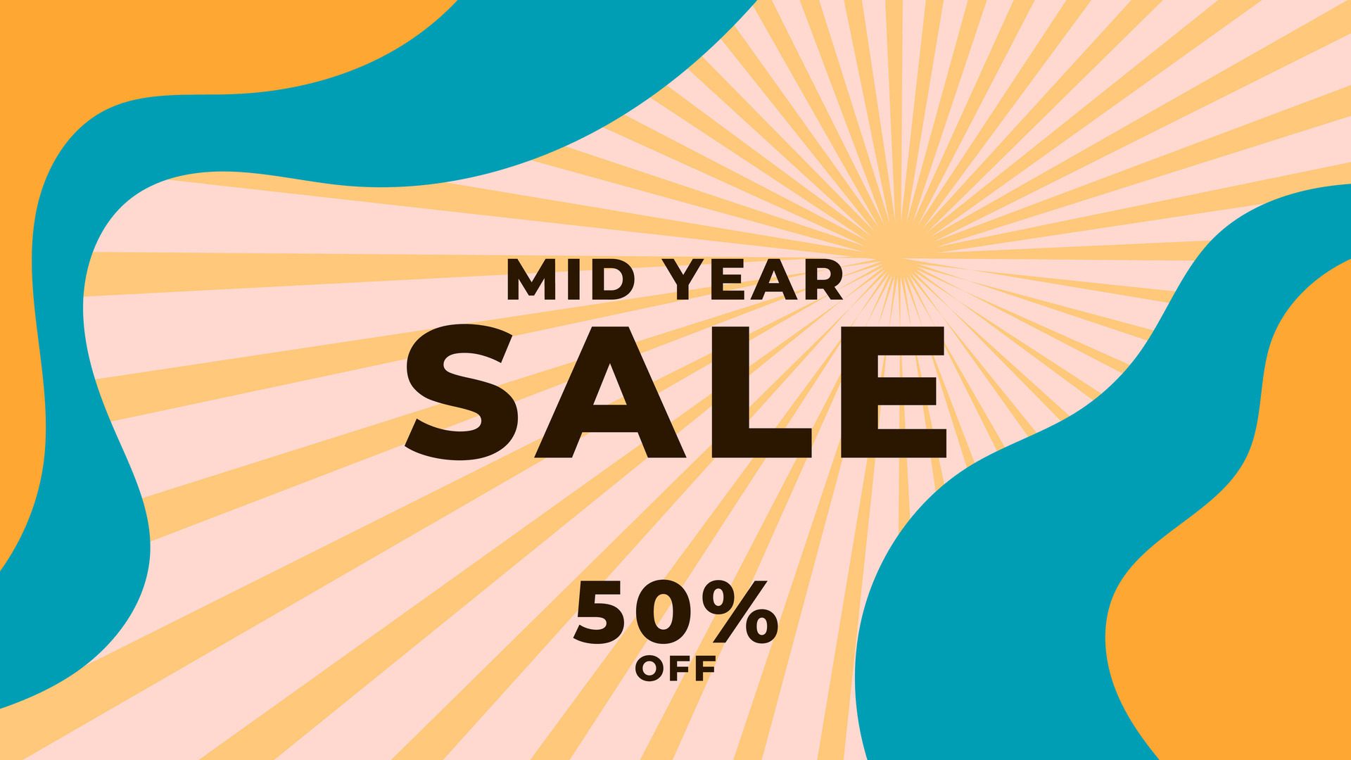 MID YEAR SALE OFFERS AND PROMOTION TEMPLATE BANNER DESIGN.COLORFUL FLAT COLOR BACKGROUND VECTOR. GOOD FOR SOCIAL MEDIA POST, COVER , POSTER Free Vector