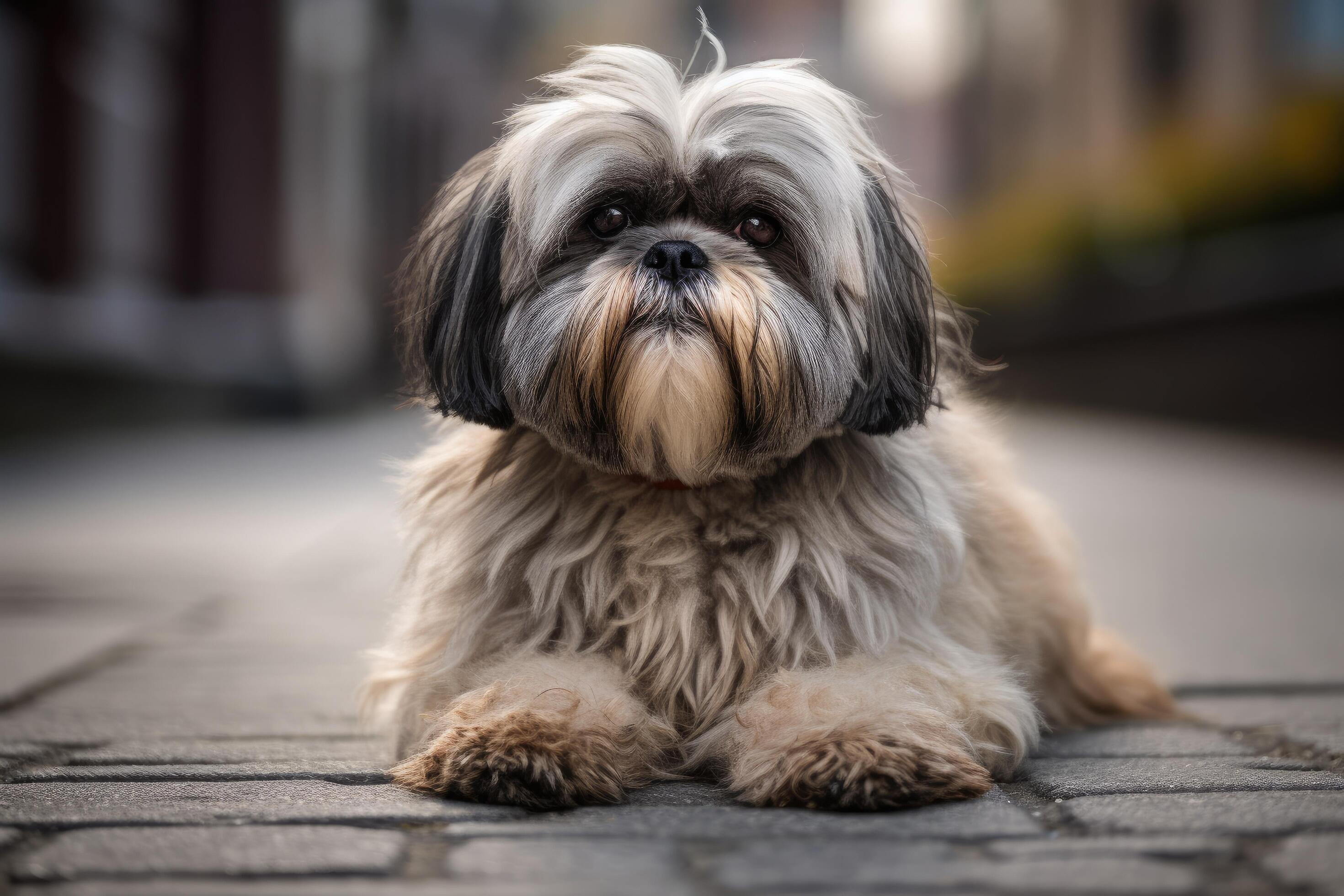 Shih Tzu dog on the street. Shih Tzu is a breed of dog in the Shih Tzu family. Stock Free