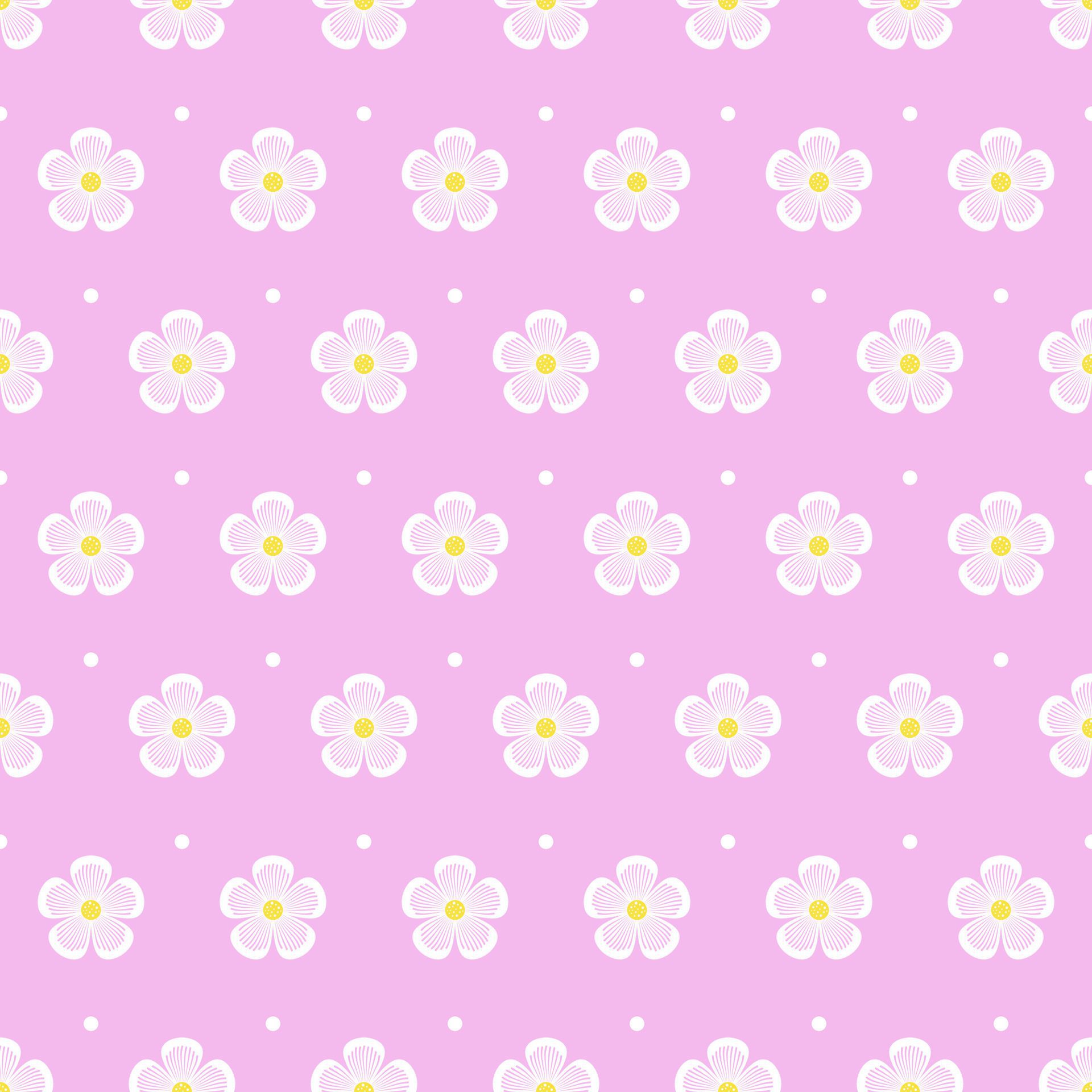 Cute simple girly seamless pattern white flowers Free Vector