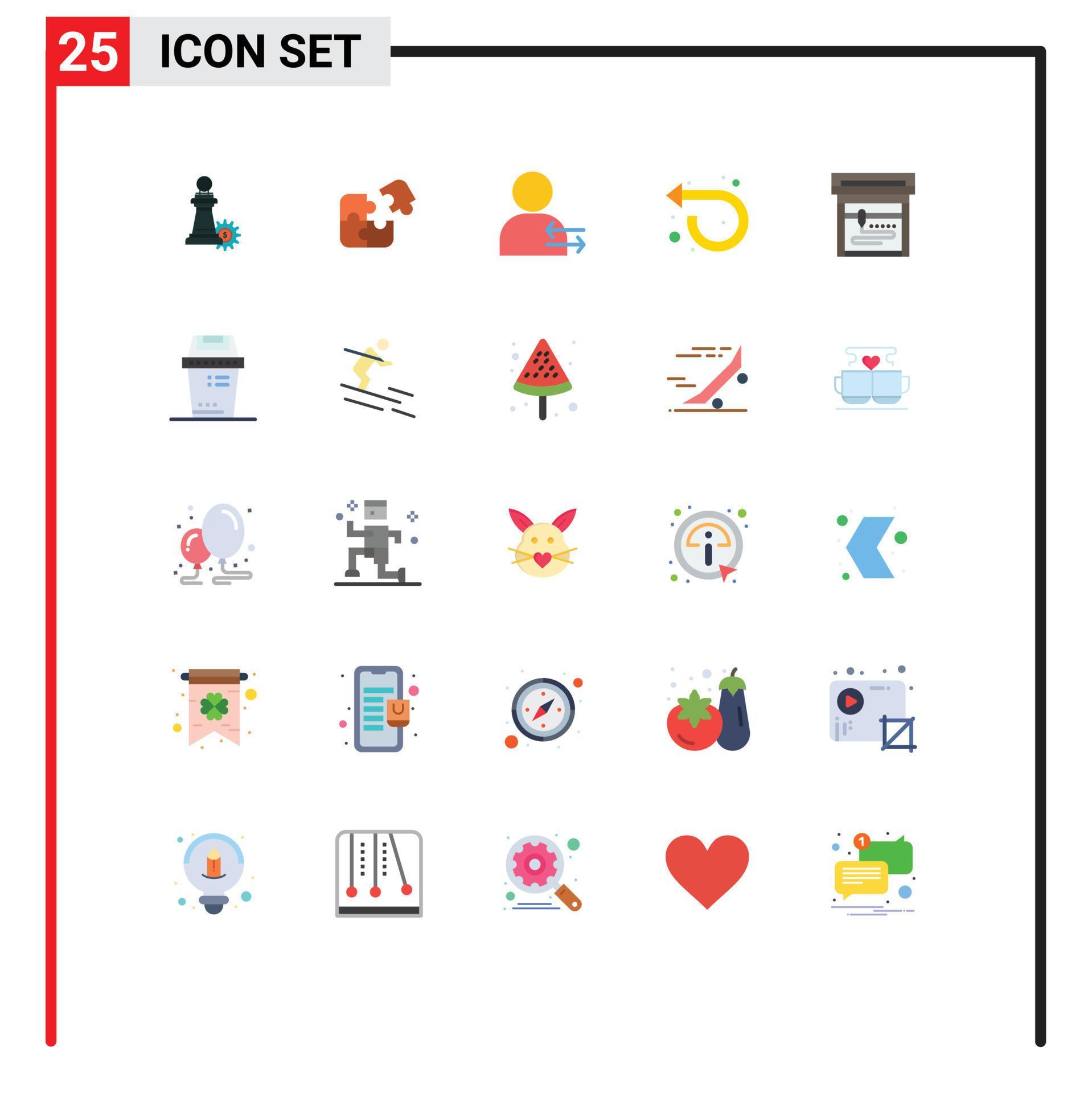 Set of 25 Modern UI Icons Symbols Signs for left forward piece arrow left Editable Vector Design Elements Stock Free