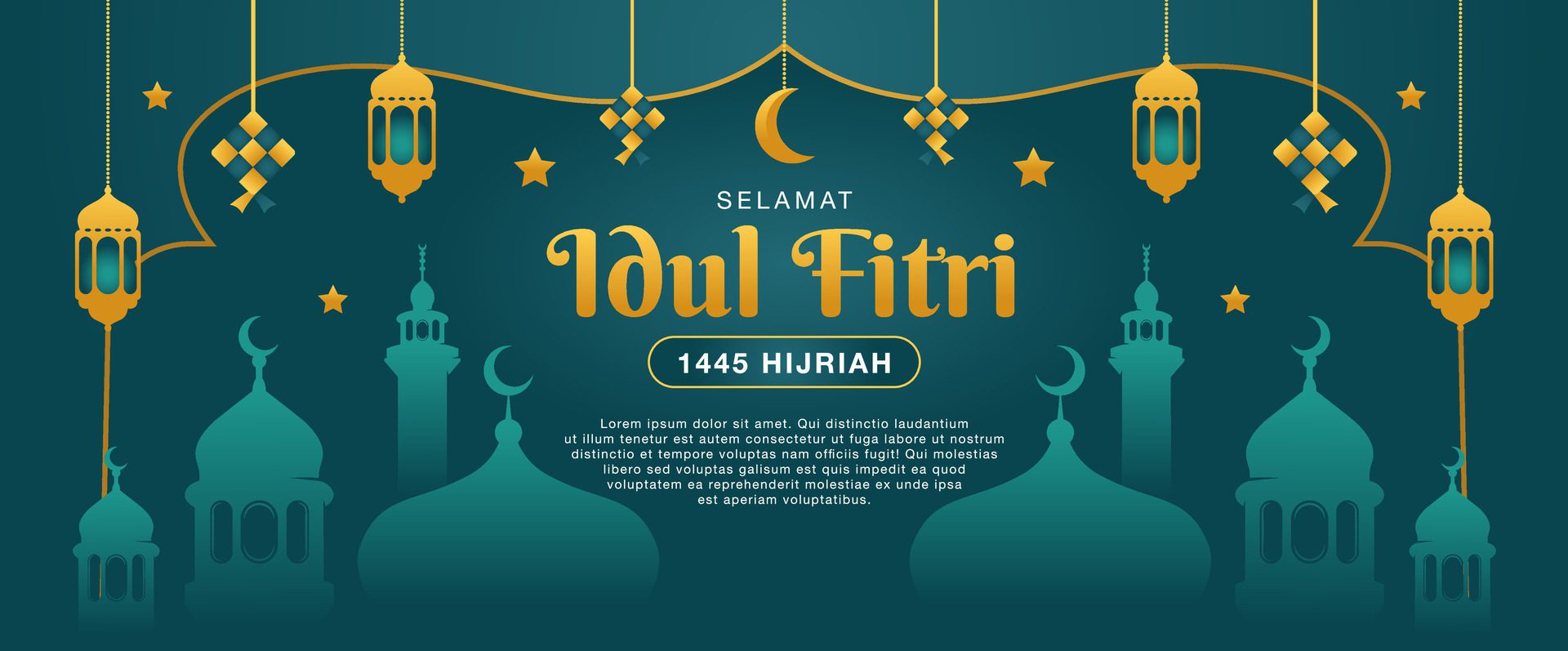 Eid Al Fitr Banner Design Free Vector