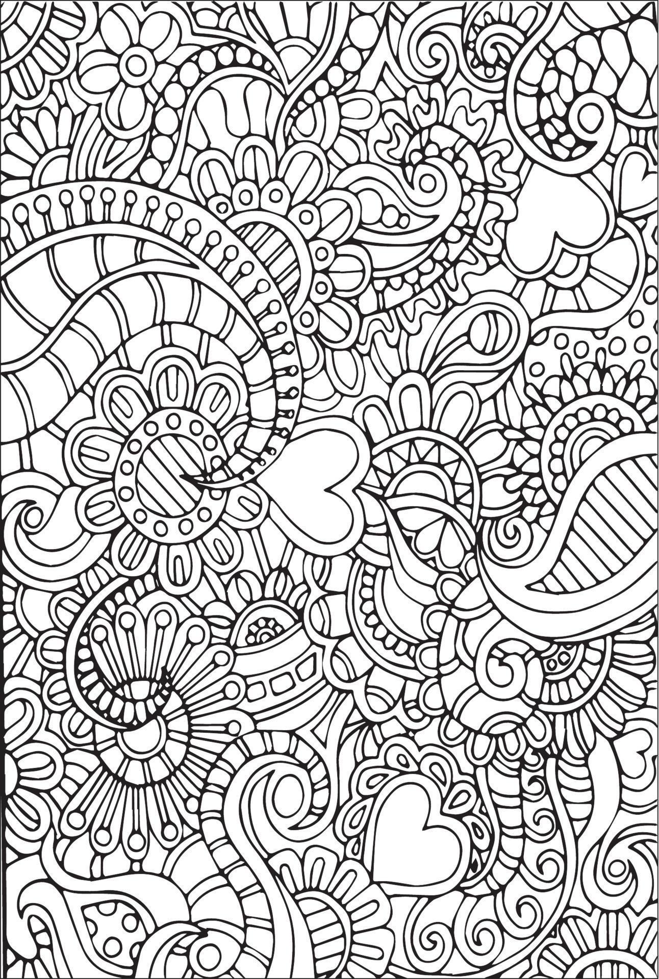 Zentangle Flowers Hearts Coloring Book Page Background Design Stock Free