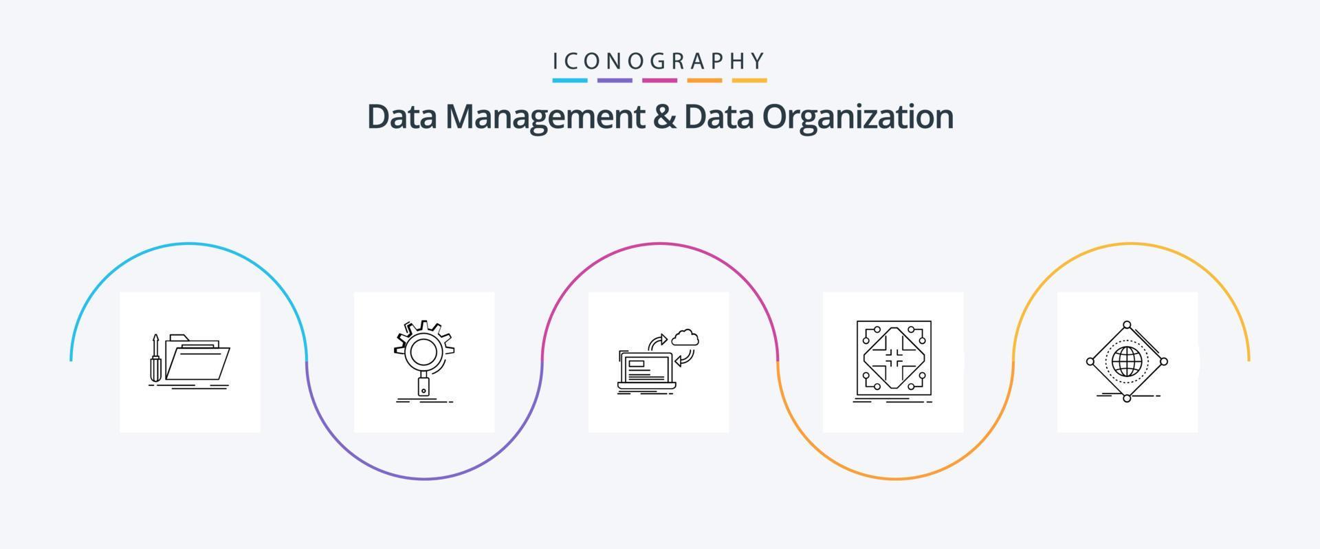 Data Management And Data Organization Line 5 Icon Pack Including network. data. process. arrows. data Stock Free