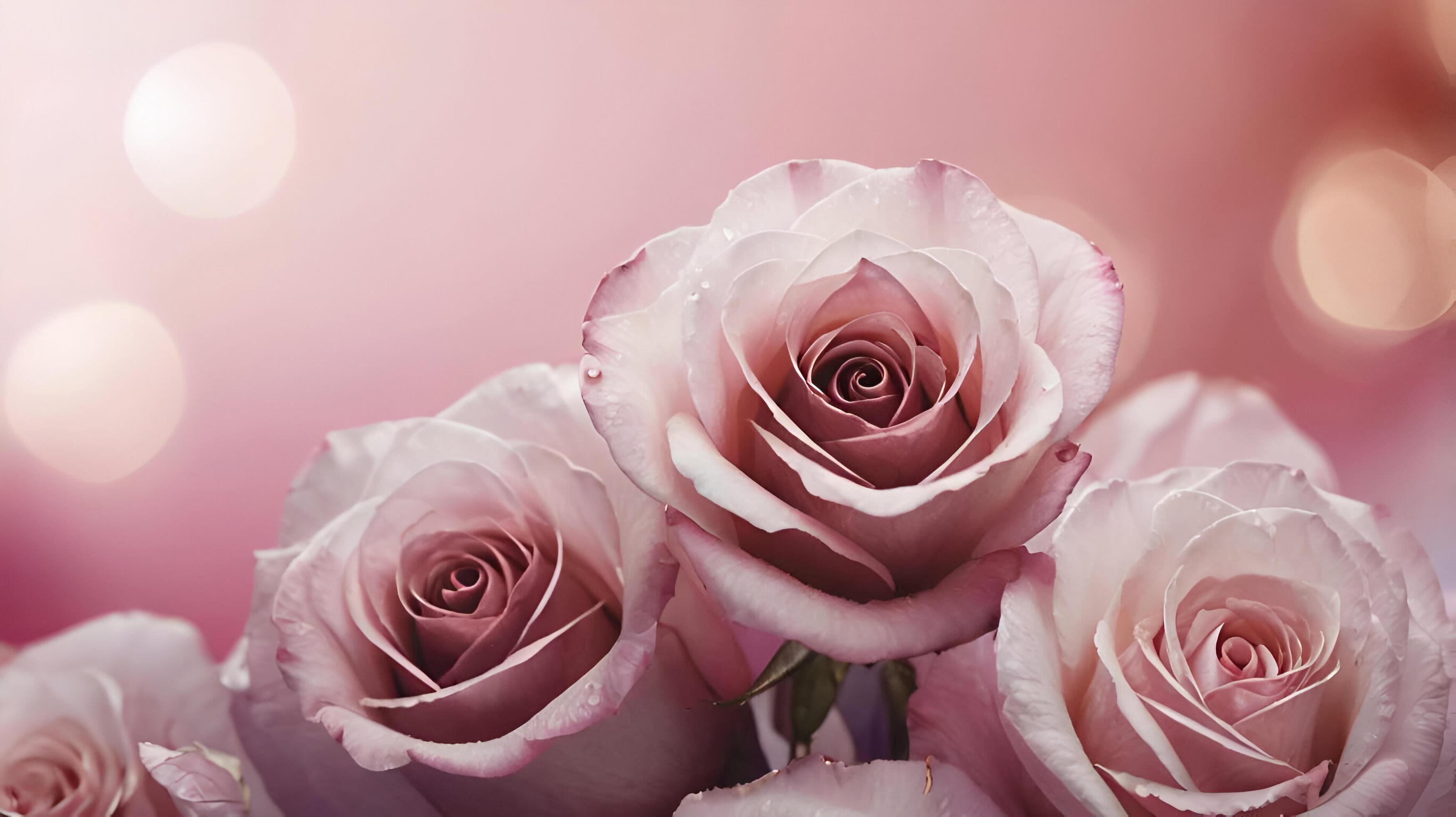 pink roses are shown in a vase with a pink background Stock Free