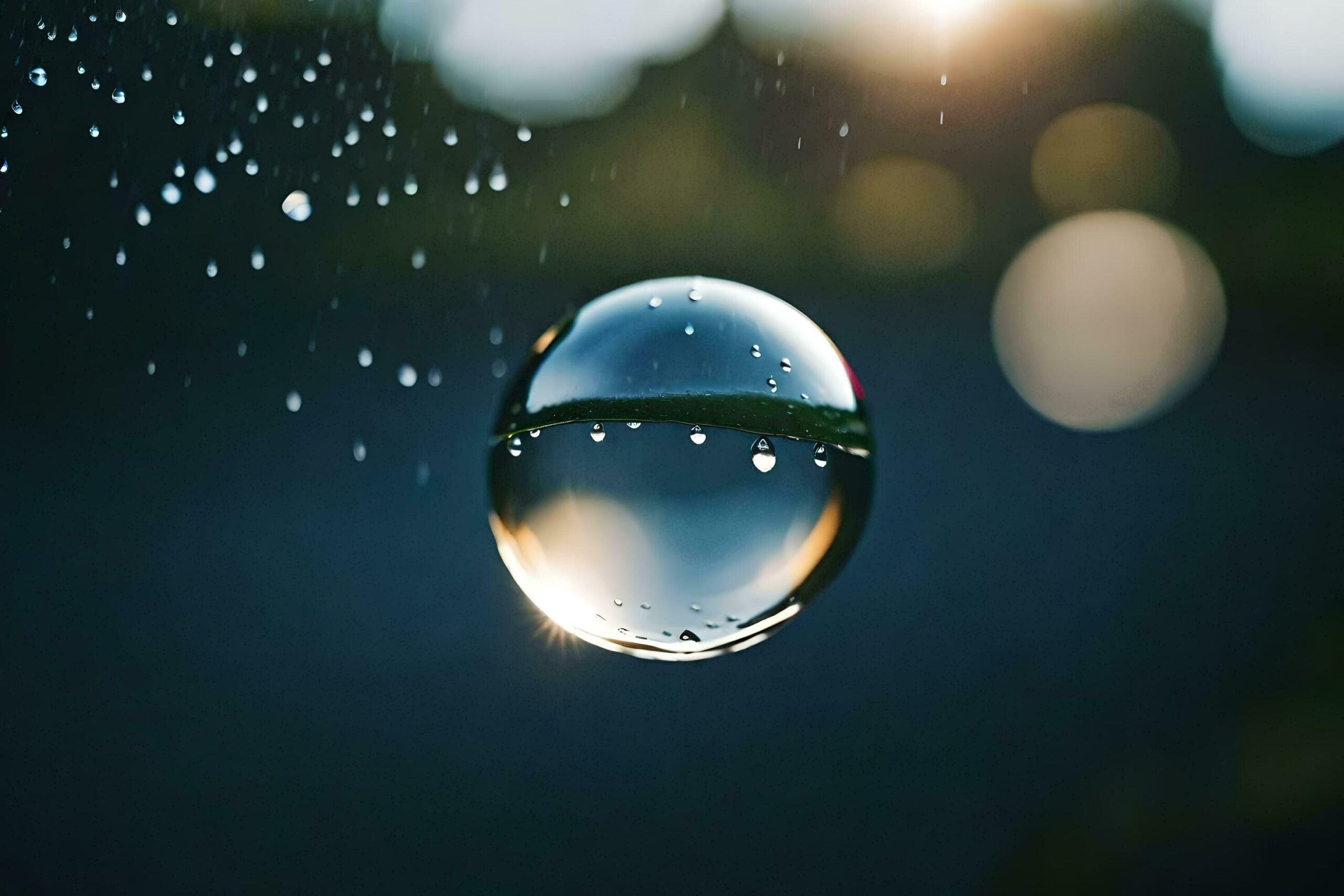 a drop of water is shown in the air Free Photo