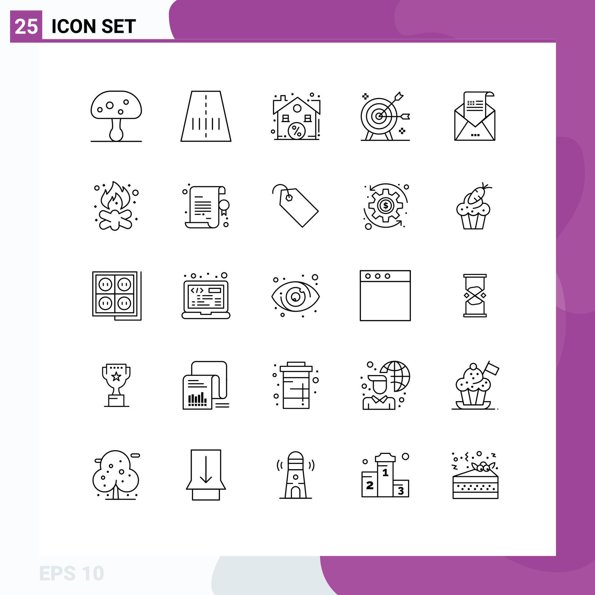 25 Creative Icons Modern Signs and Symbols of envelope objective estate marketing arrow Editable Vector Design Elements Stock Free