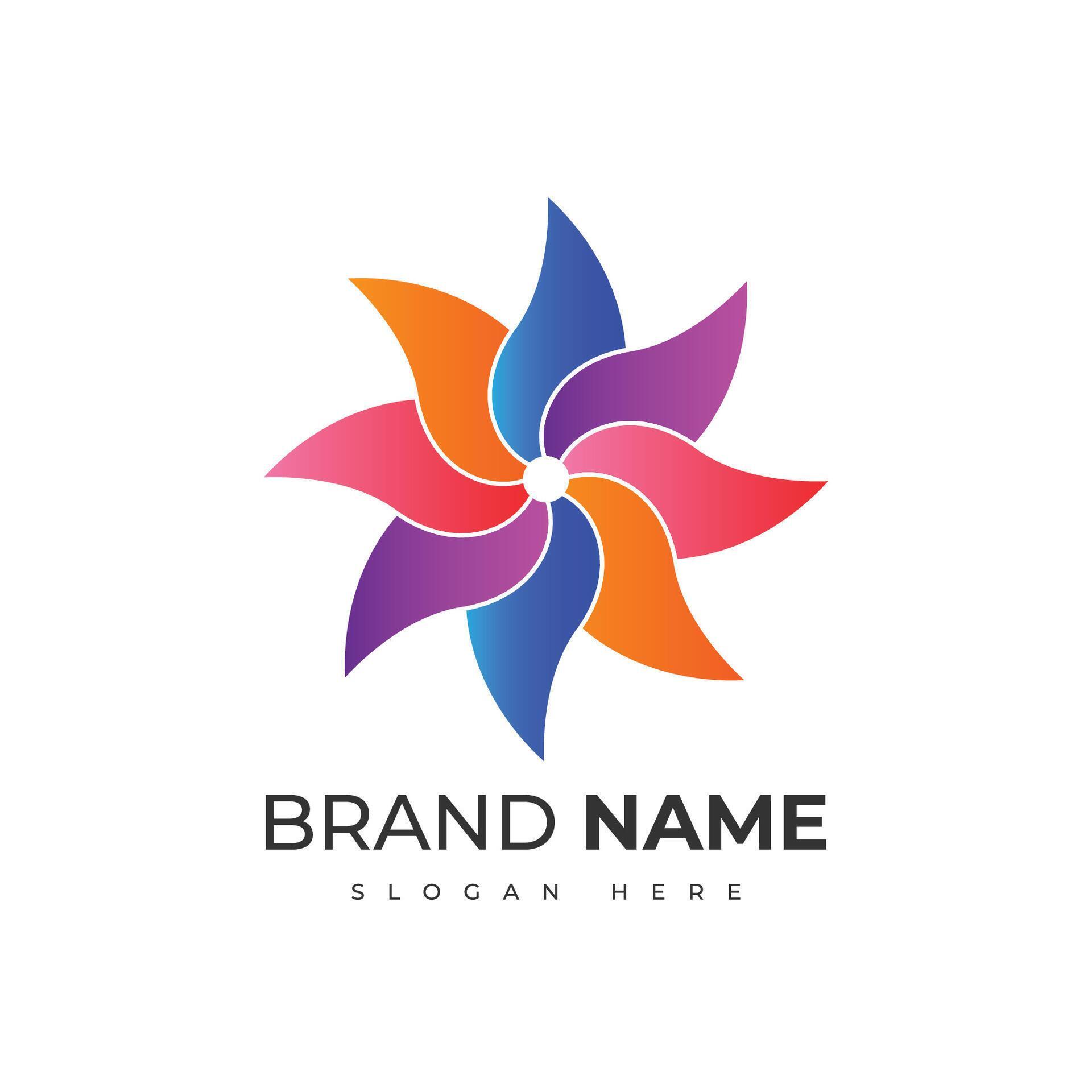 Flower gradient color logo design Pro Vector