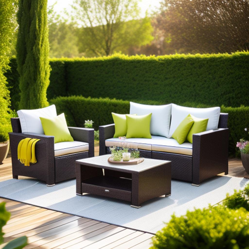 Patio cushions in garden by @ai_generated