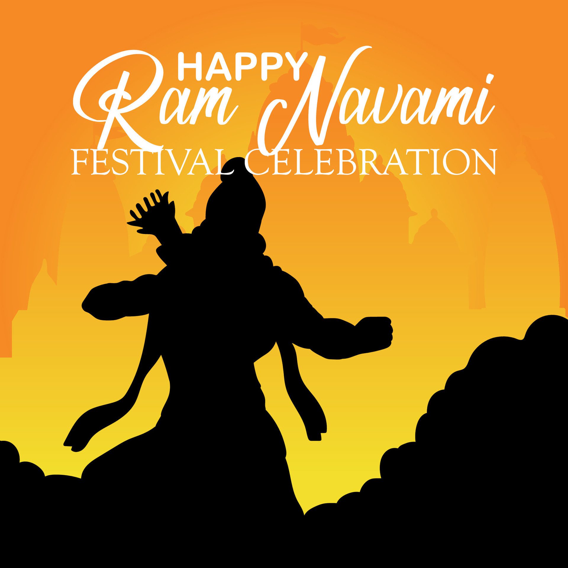 Happy Ram Navami cultural Banner Hindu festival vertical post wishes celebration card Ram Navami celebration background Free Vector