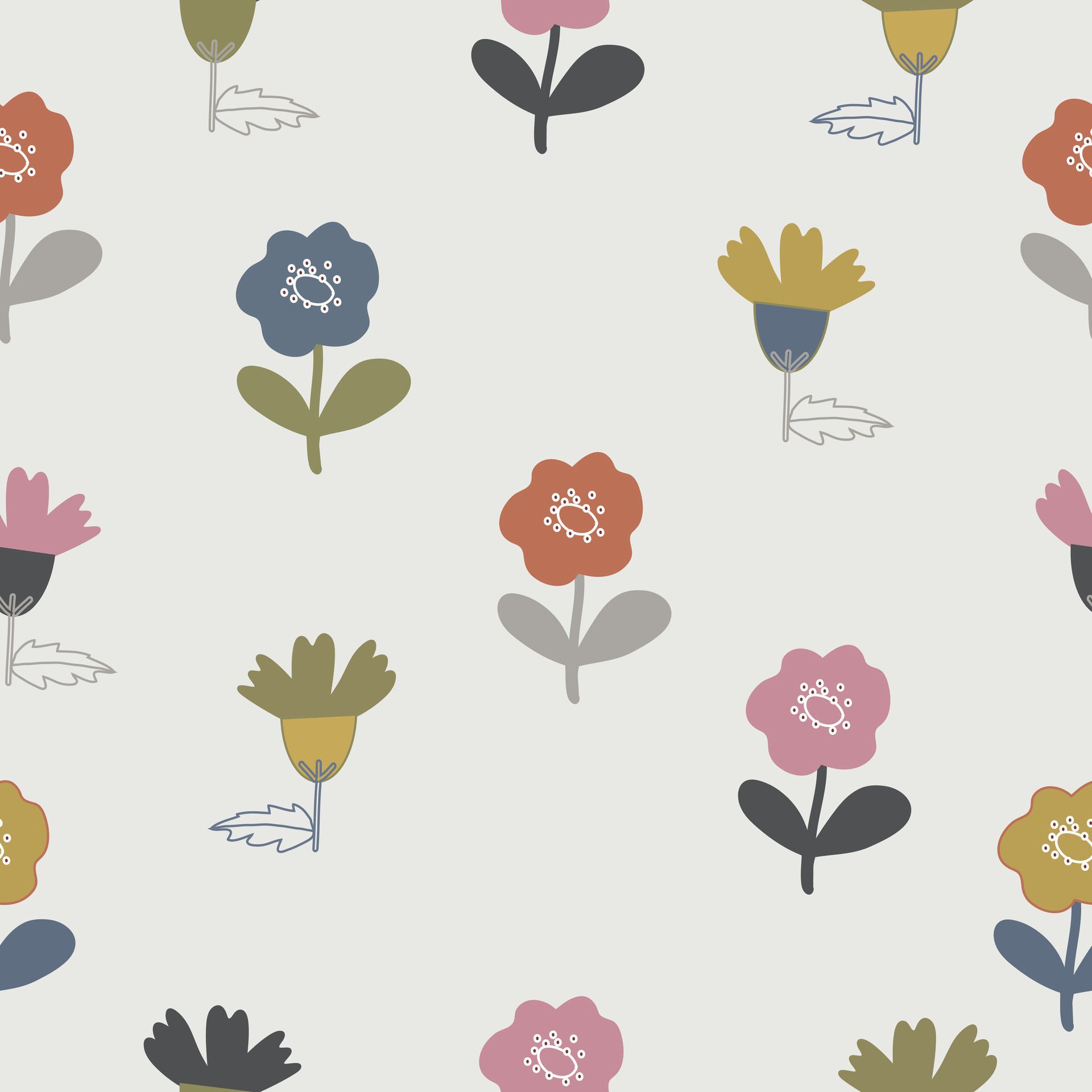 Seamless cute hand drawn floral pattern background Free Vector