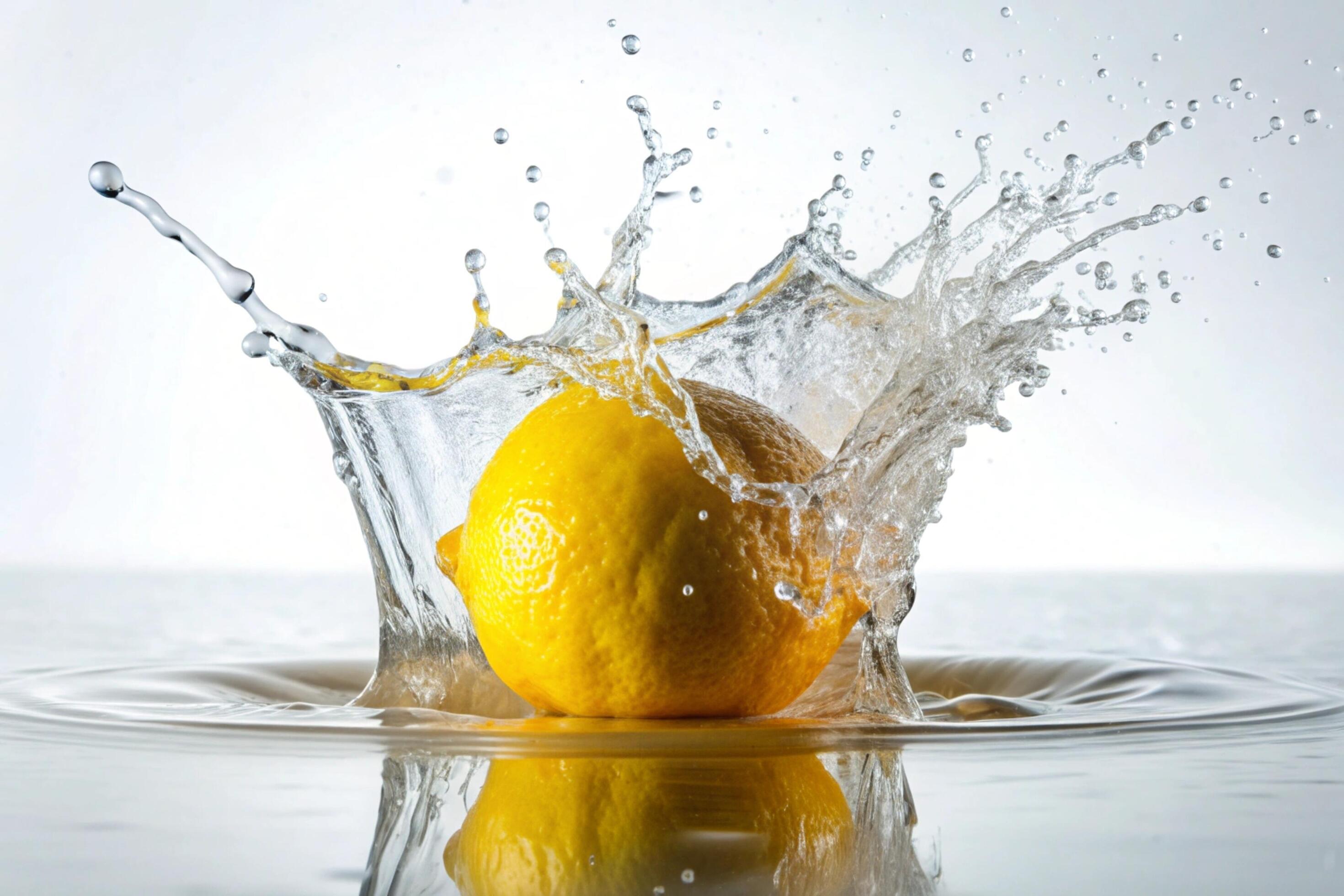 Lemon splashes on white background Stock Free