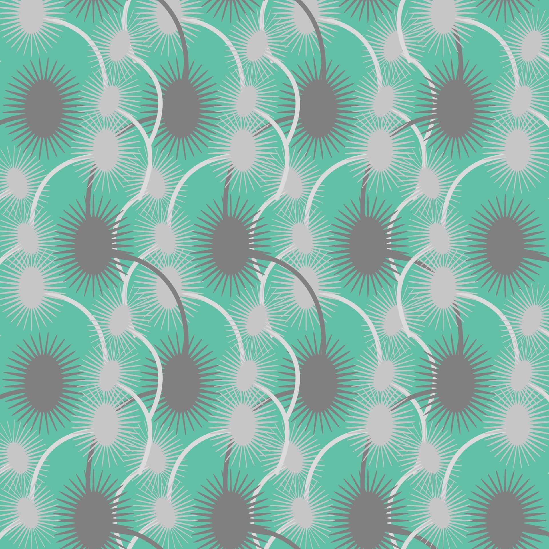 Seamless pattern with monochromatic spiky predatory flowers on stems in Art Deco style Stock Free