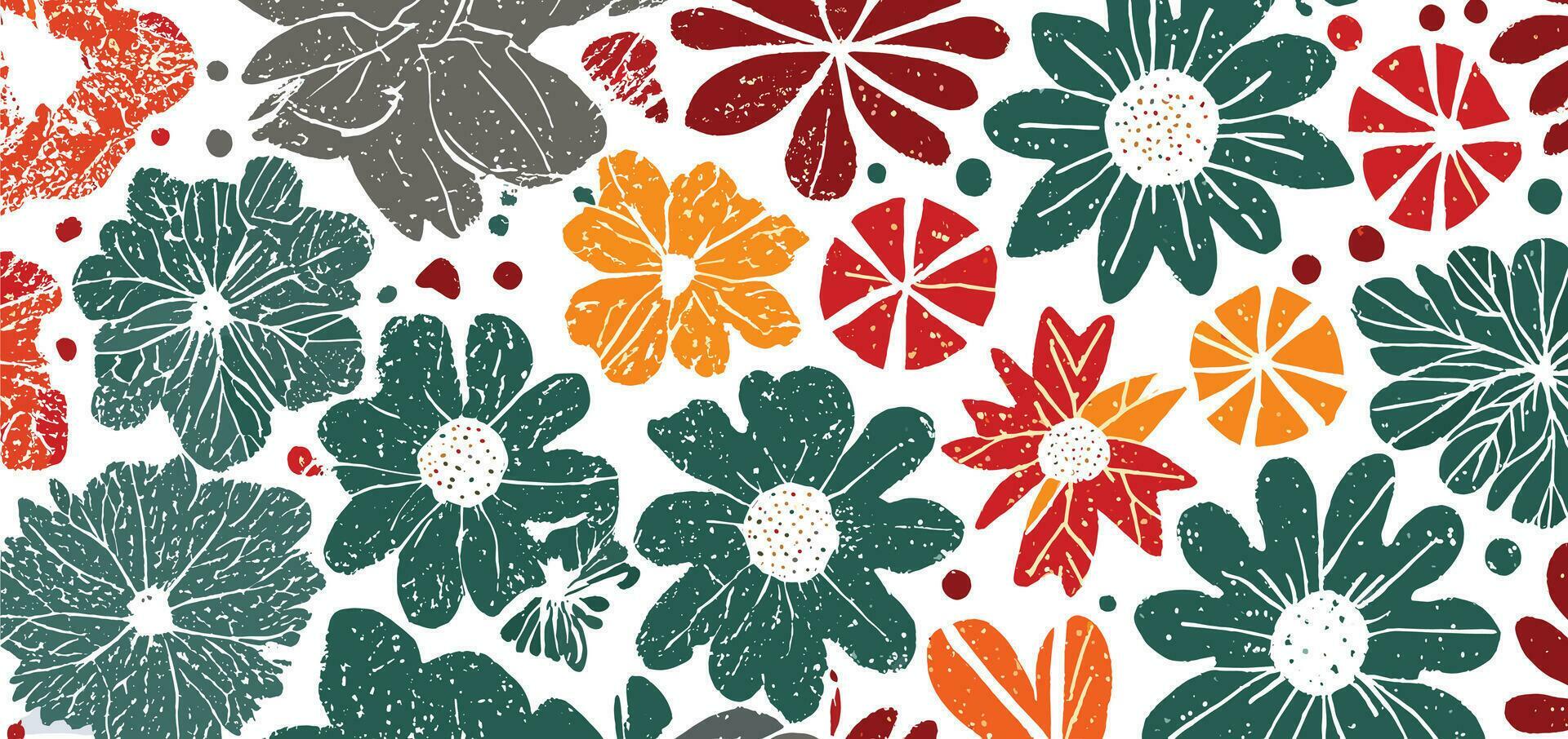 A colorful pattern of vibrant flowers on a white backdrop Stock Free