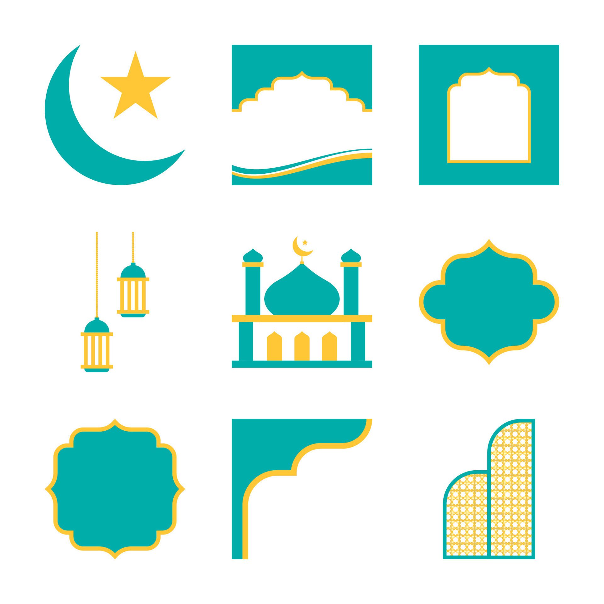 graphic ramadan design elements, ramadan banner, islamic banner Free Vector