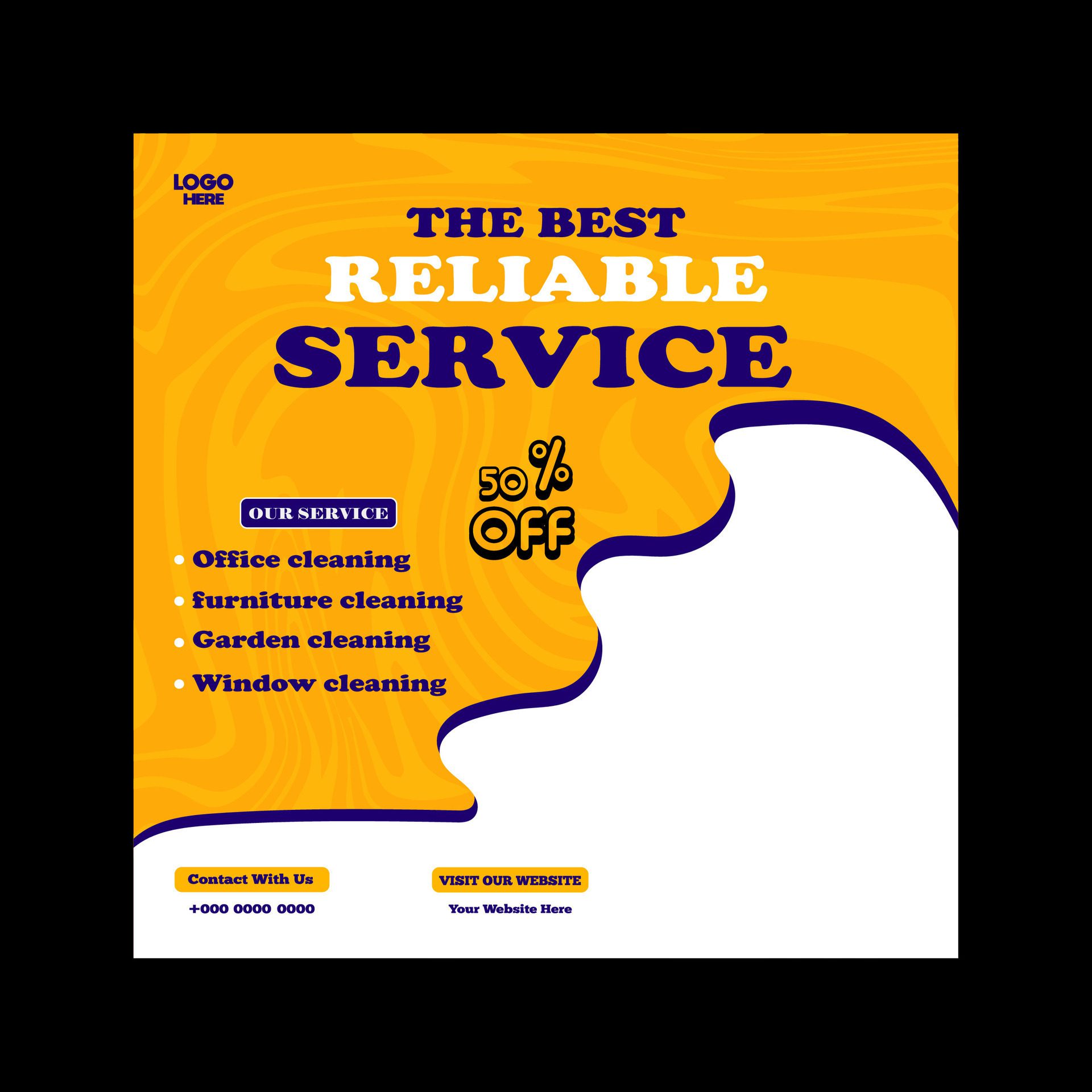 Reliable Cleaning service banner design and square social media post template Free Vector