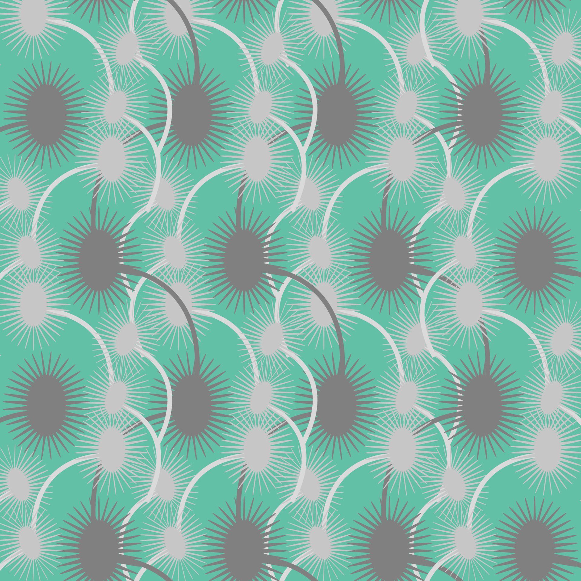 Seamless pattern with monochromatic spiky predatory flowers on stems in Art Deco style Free Vector