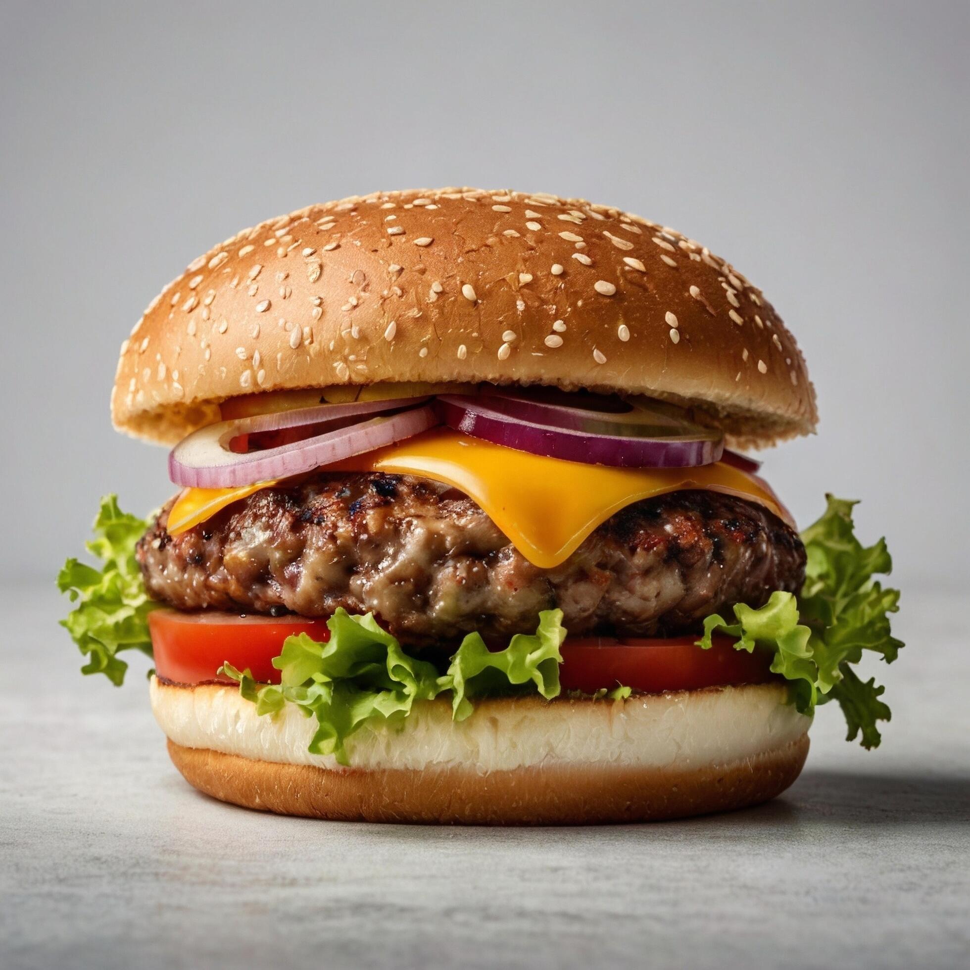 Cheeseburger with Beef Tasty Gourmet Burger white background Stock Free