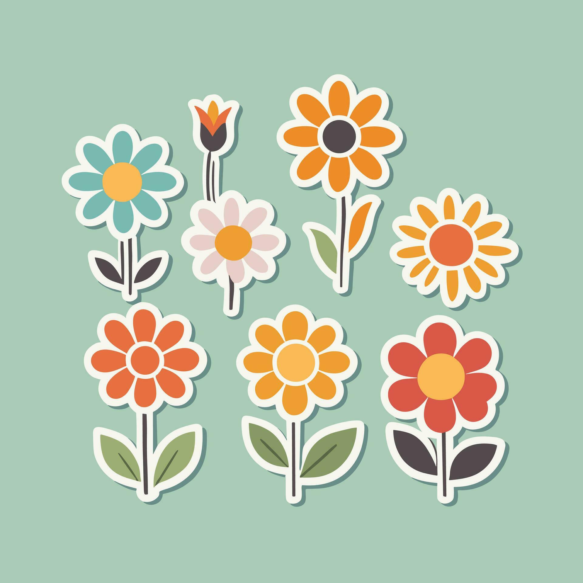 Flower sticker collection Stock Free