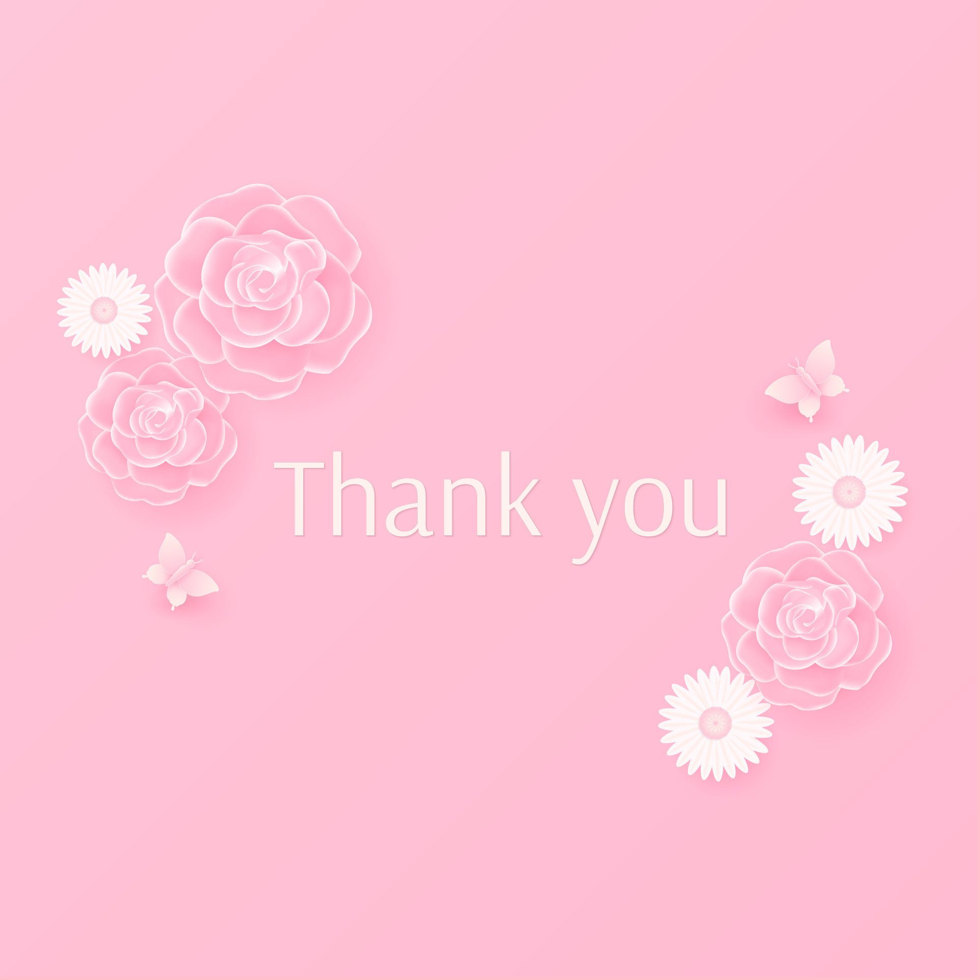 Thank you banner with flower and butterfly Free Vector