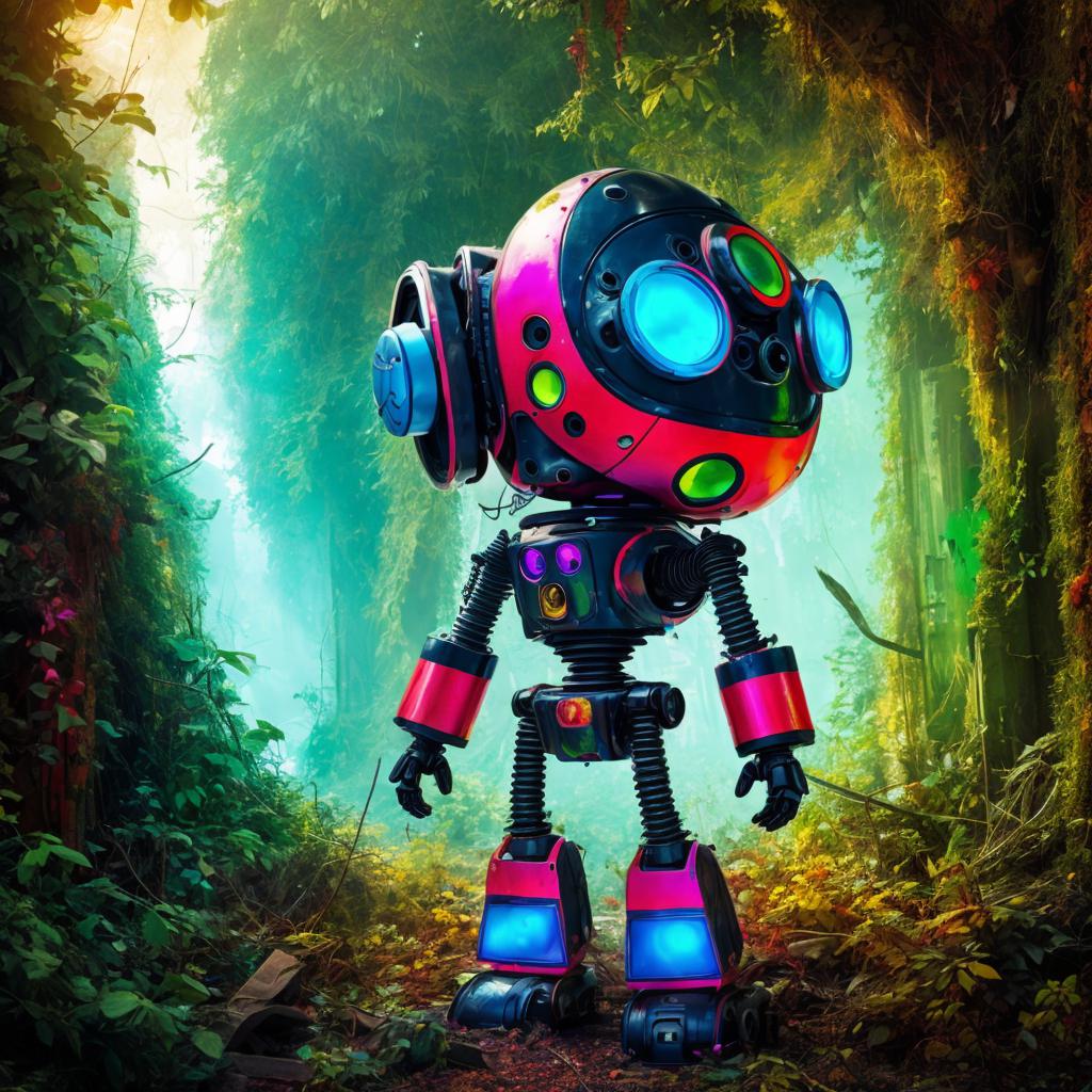 Colorfull alien robot in by @ai_generated