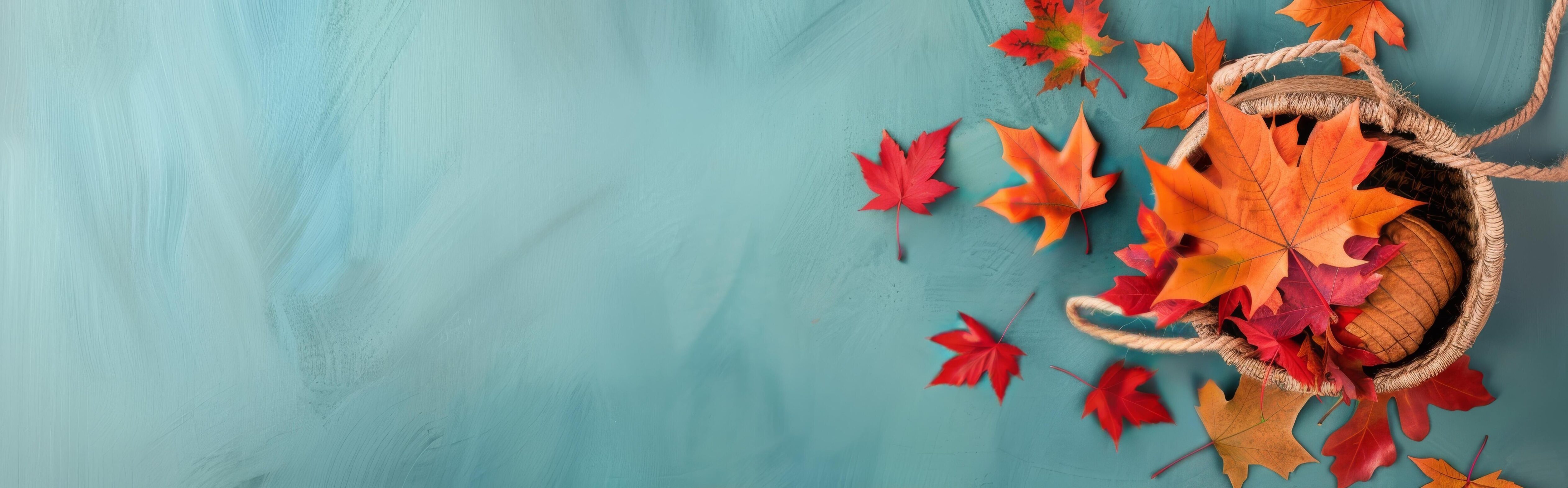 Autumn Accessories on Blue Background Stock Free