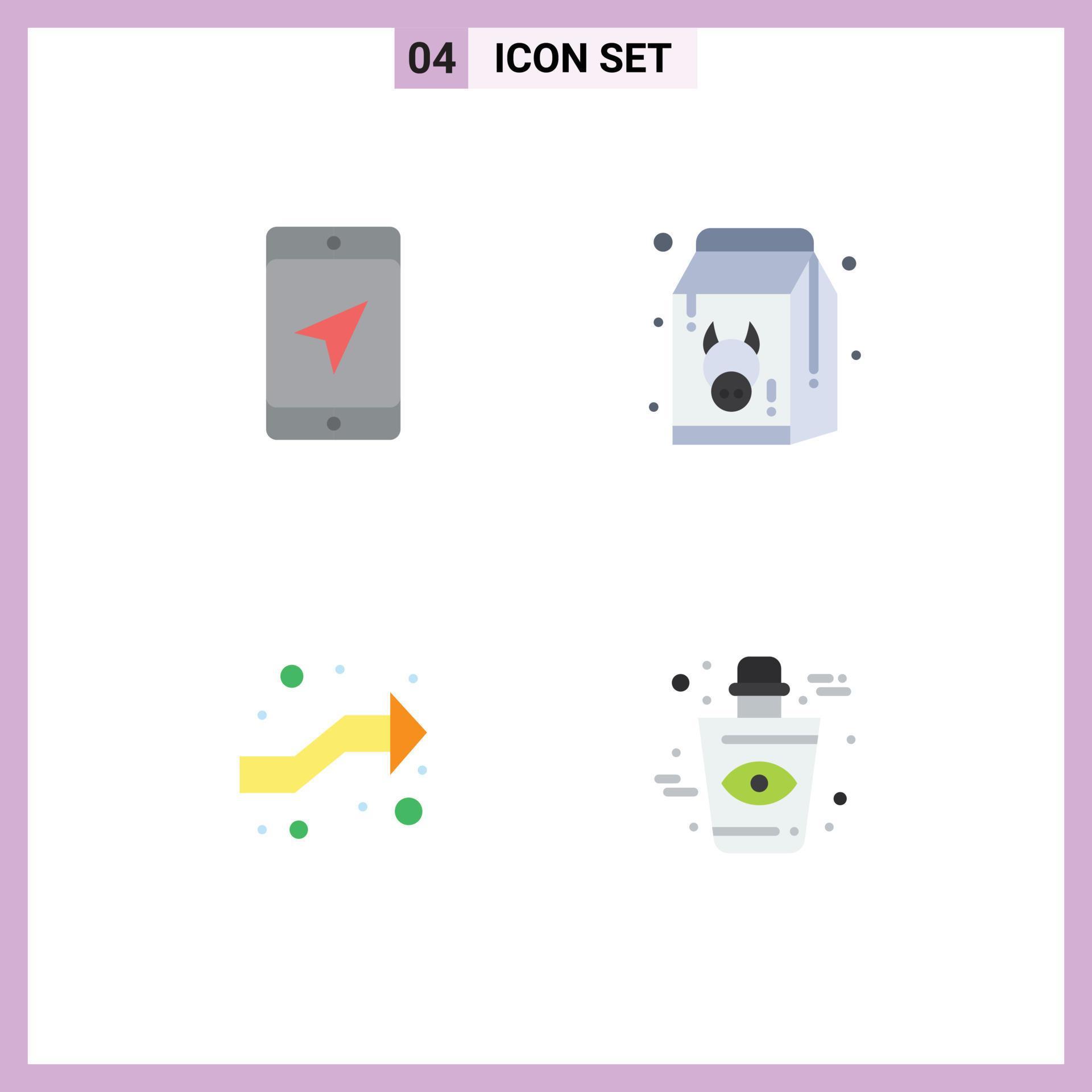 Modern Set of 4 Flat Icons and symbols such as mobile arrows service fresh intersection Editable Vector Design Elements Stock Free