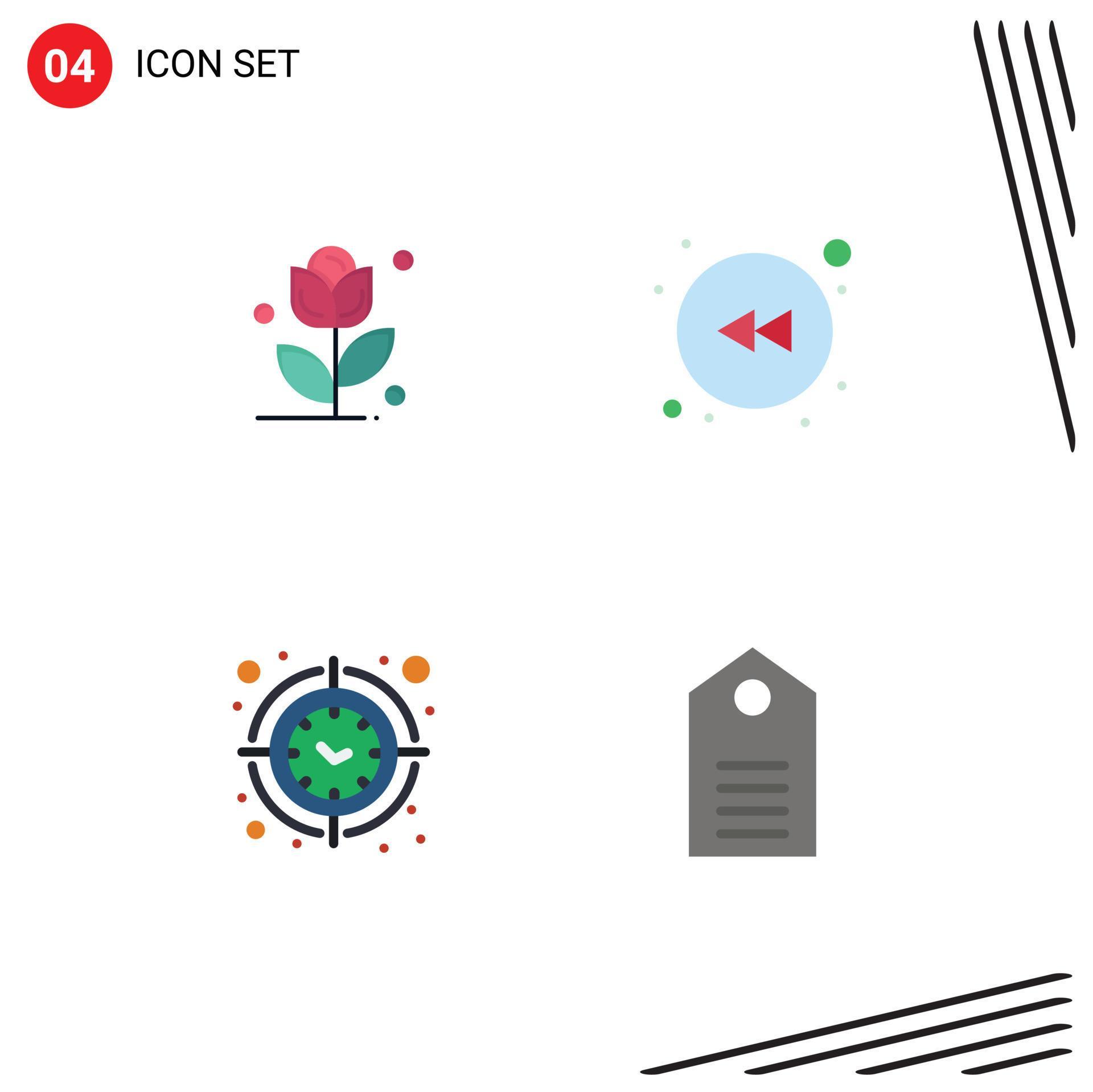 4 Universal Flat Icons Set for Web and Mobile Applications flower time arrow clock clothes Editable Vector Design Elements Stock Free