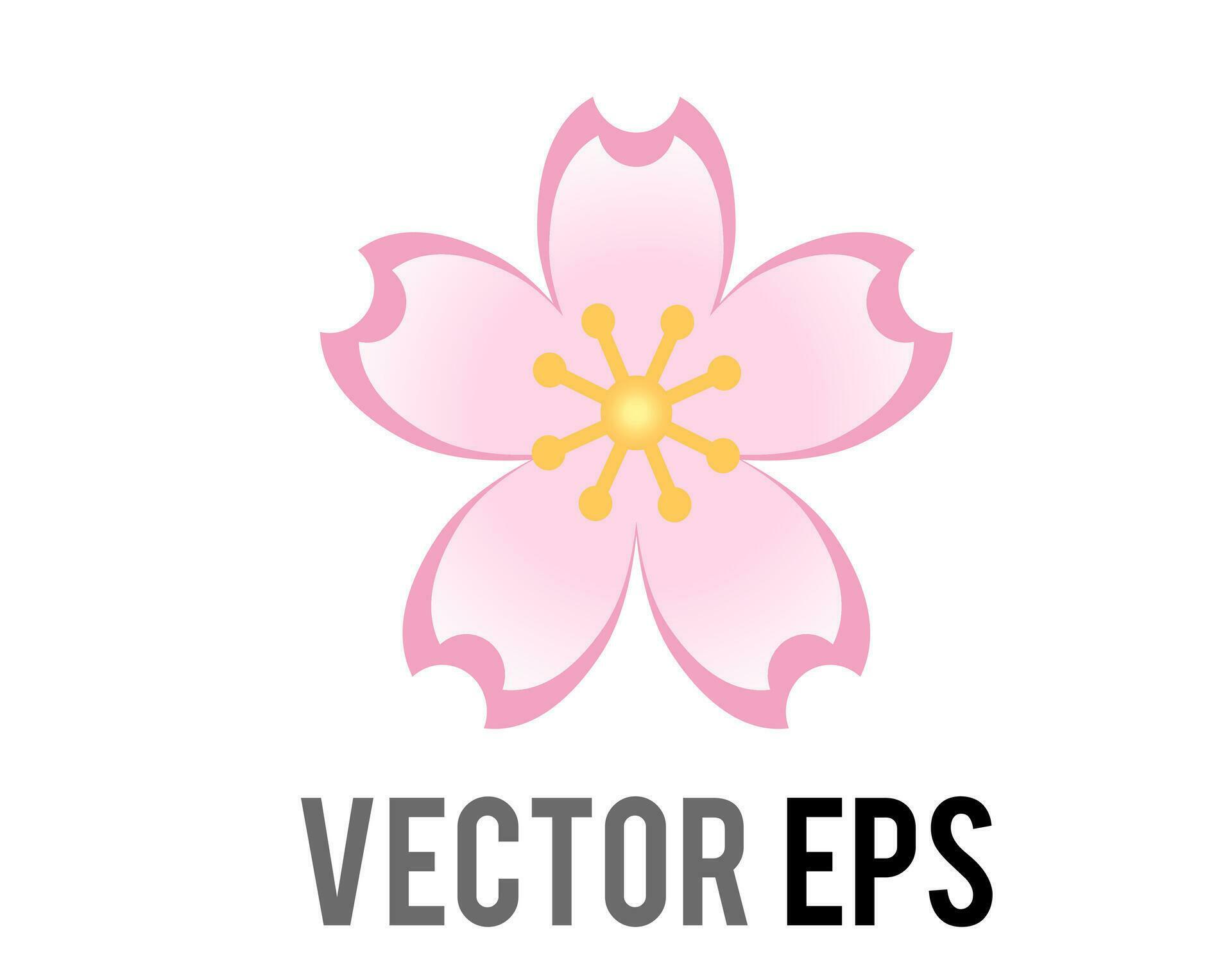 Vector light pink sakura flower of cherry blossom icon with five petals Stock Free and Free SVG