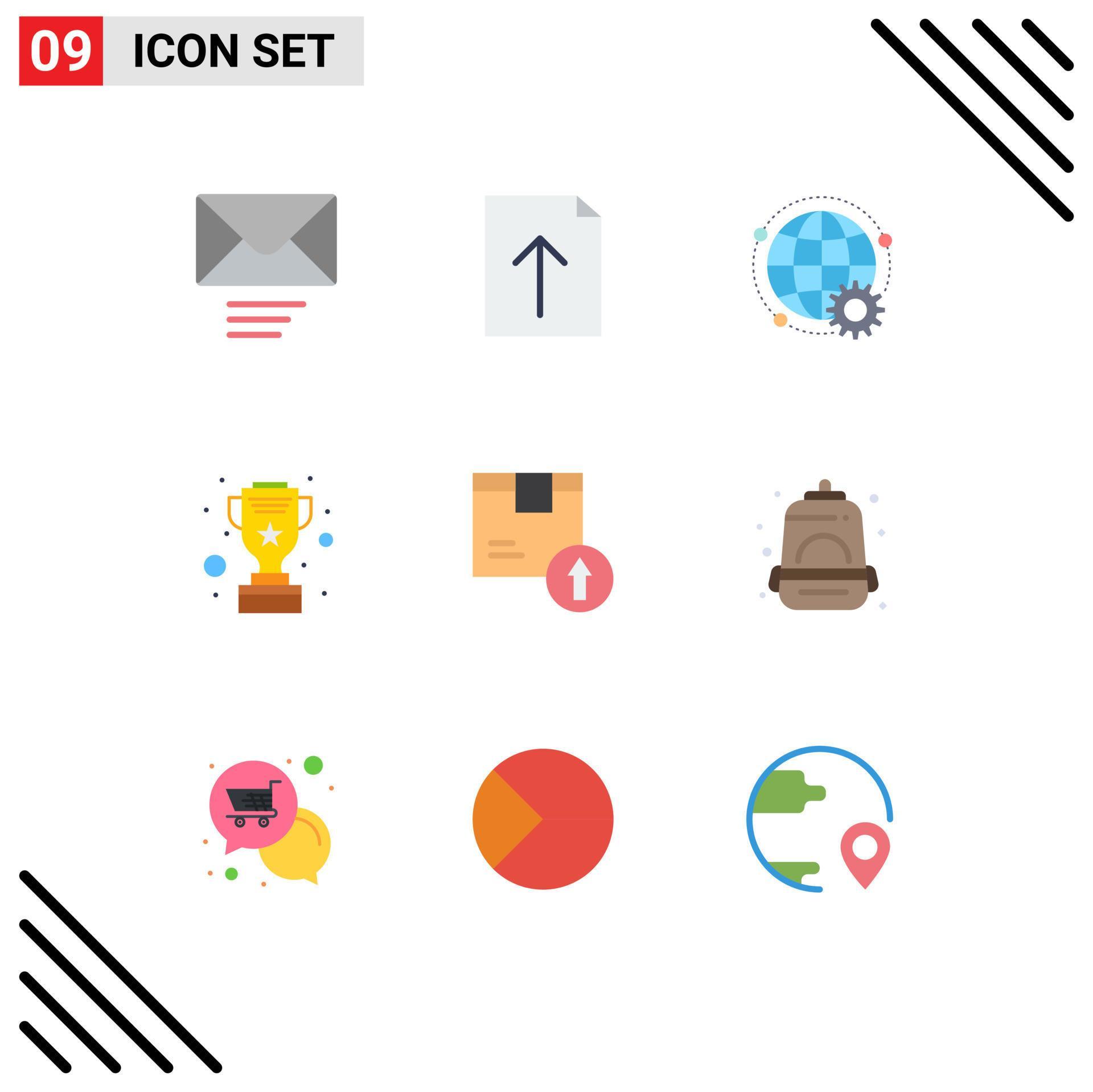 9 User Interface Flat Color Pack of modern Signs and Symbols of delivery arrow up world star cup Editable Vector Design Elements Stock Free