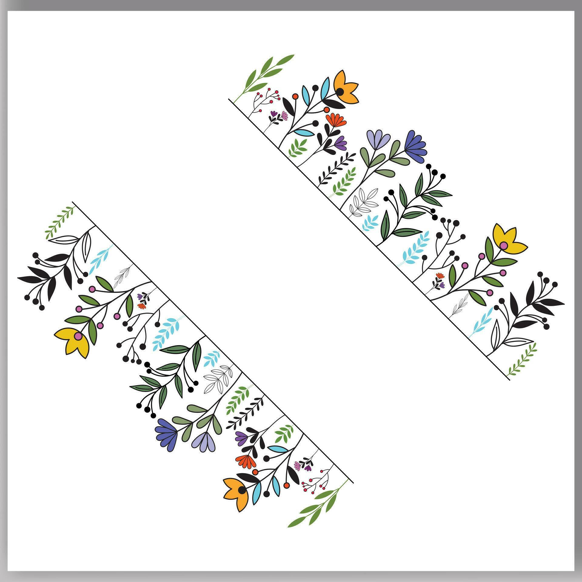 Floral hand-drawn frame Outlined doodle flowers and leaves frame for your text vector Stock Free