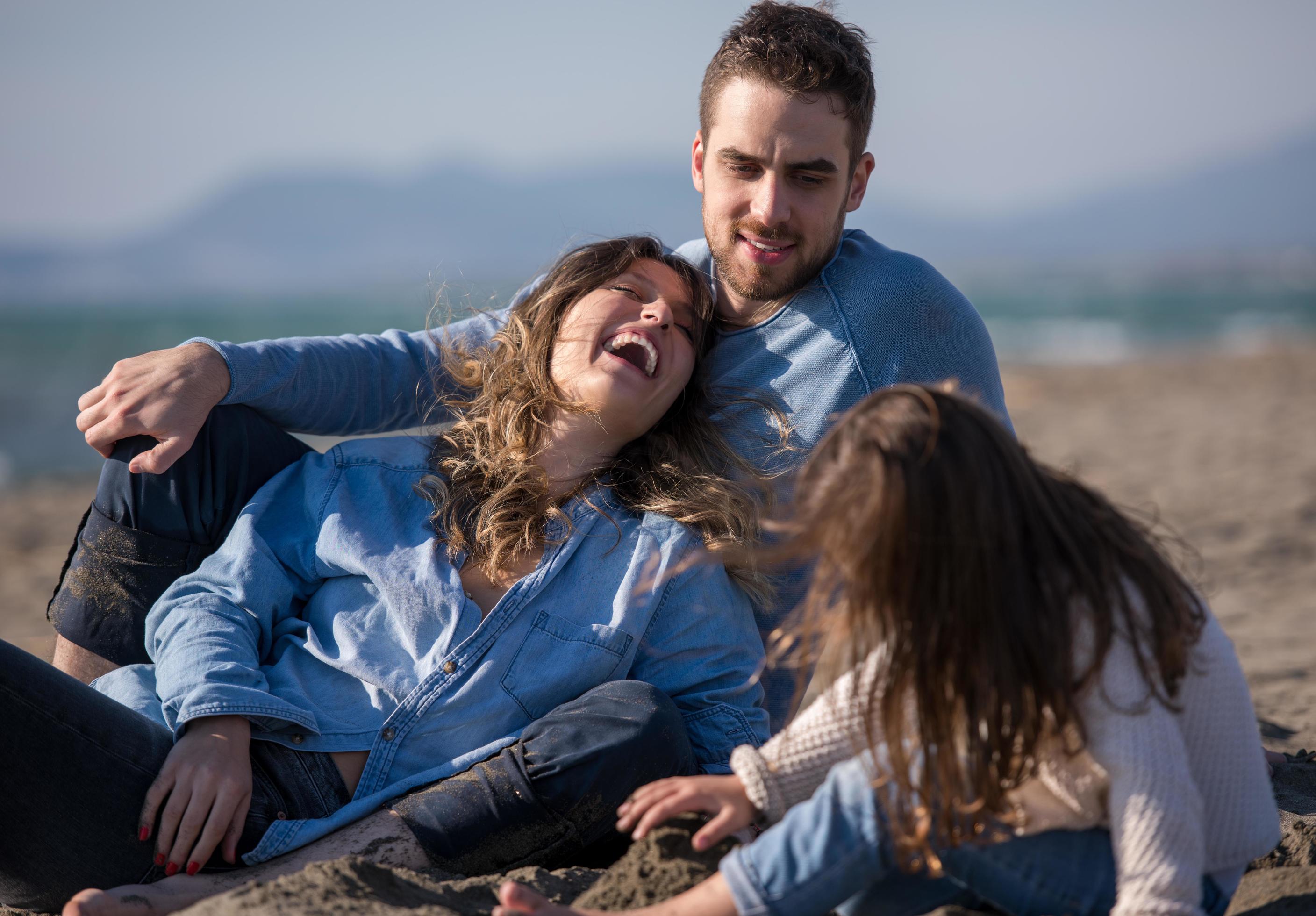 Young family enjoying vecation during autumn Stock Free