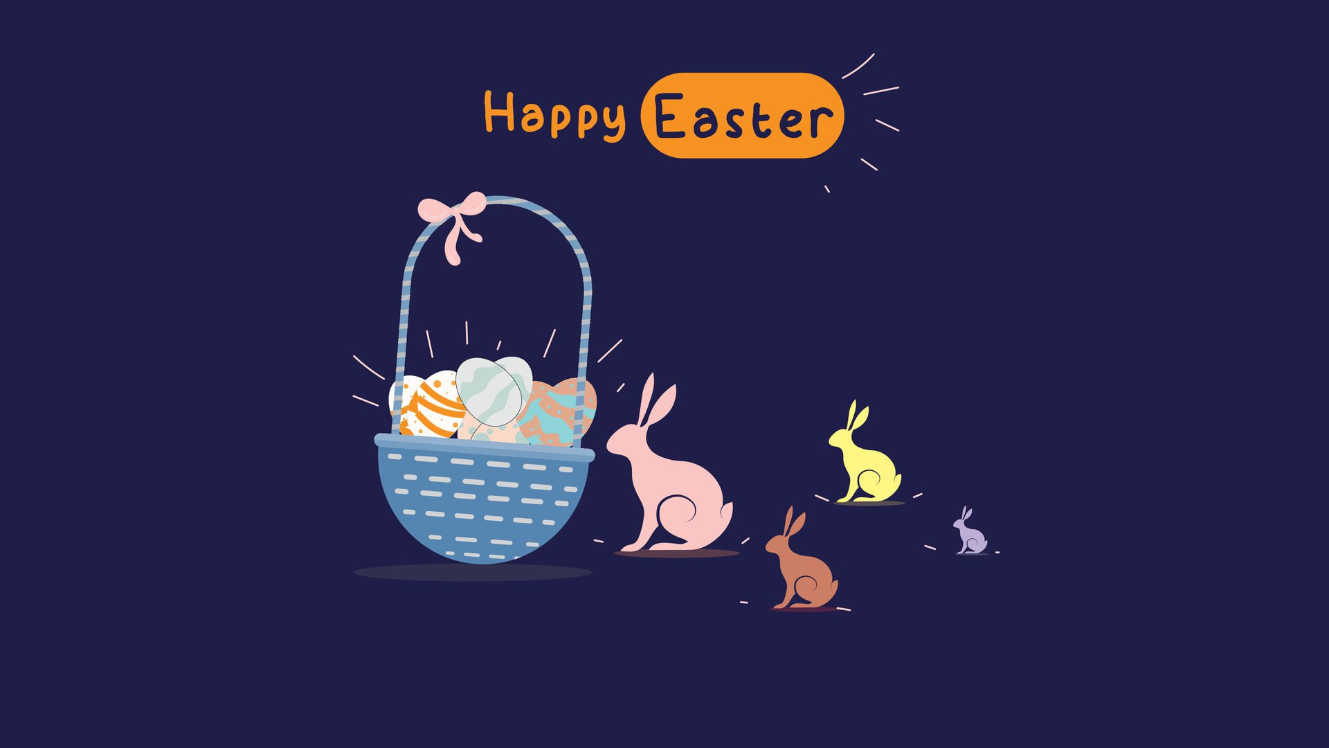 media post idea for easter egg background isolated in blue, hand draw line rabbit, suit for decoration ,web, banner , wallpaper , invitation card Free Vector