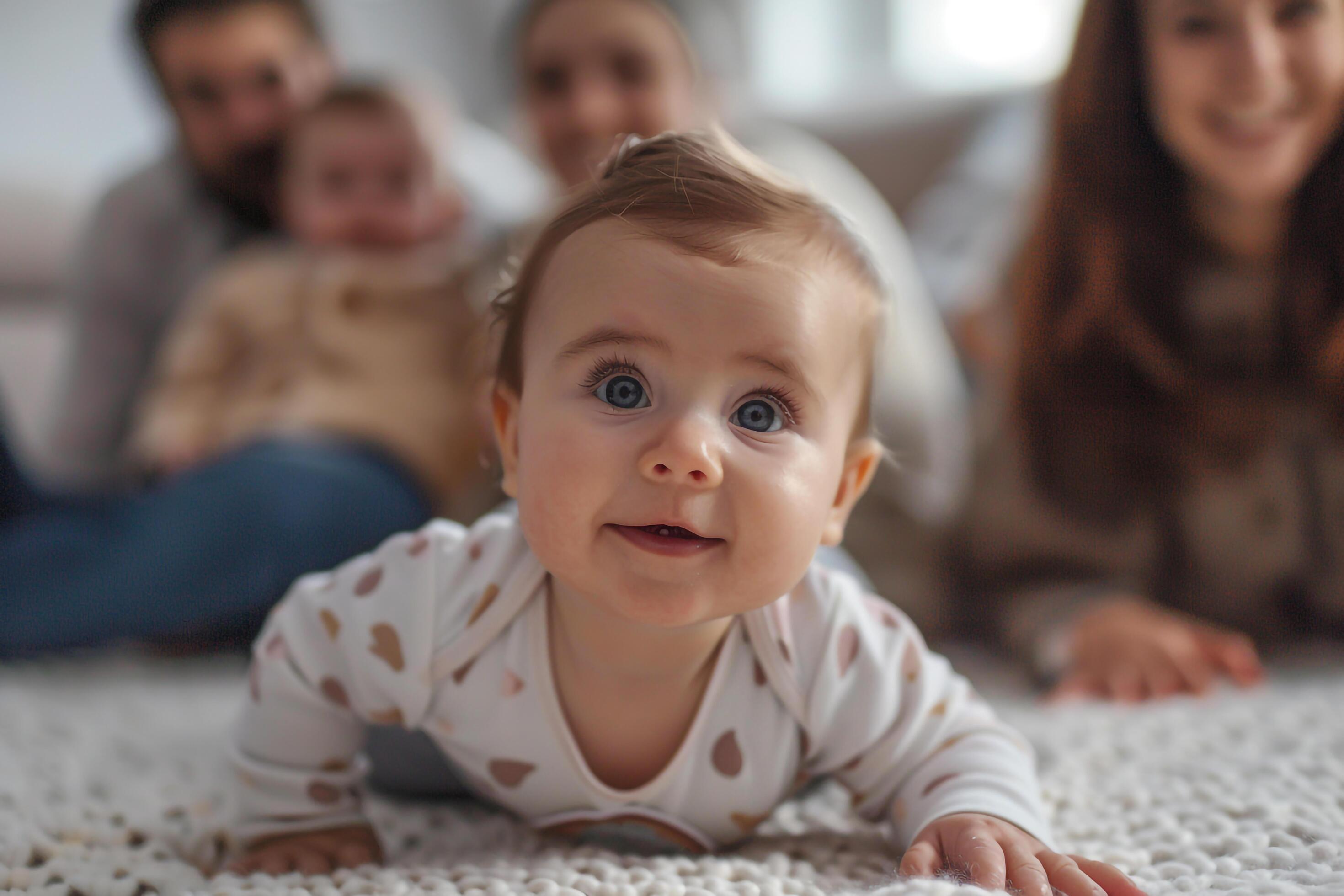 Baby with Family Members Adorable Family Interaction Stock Free