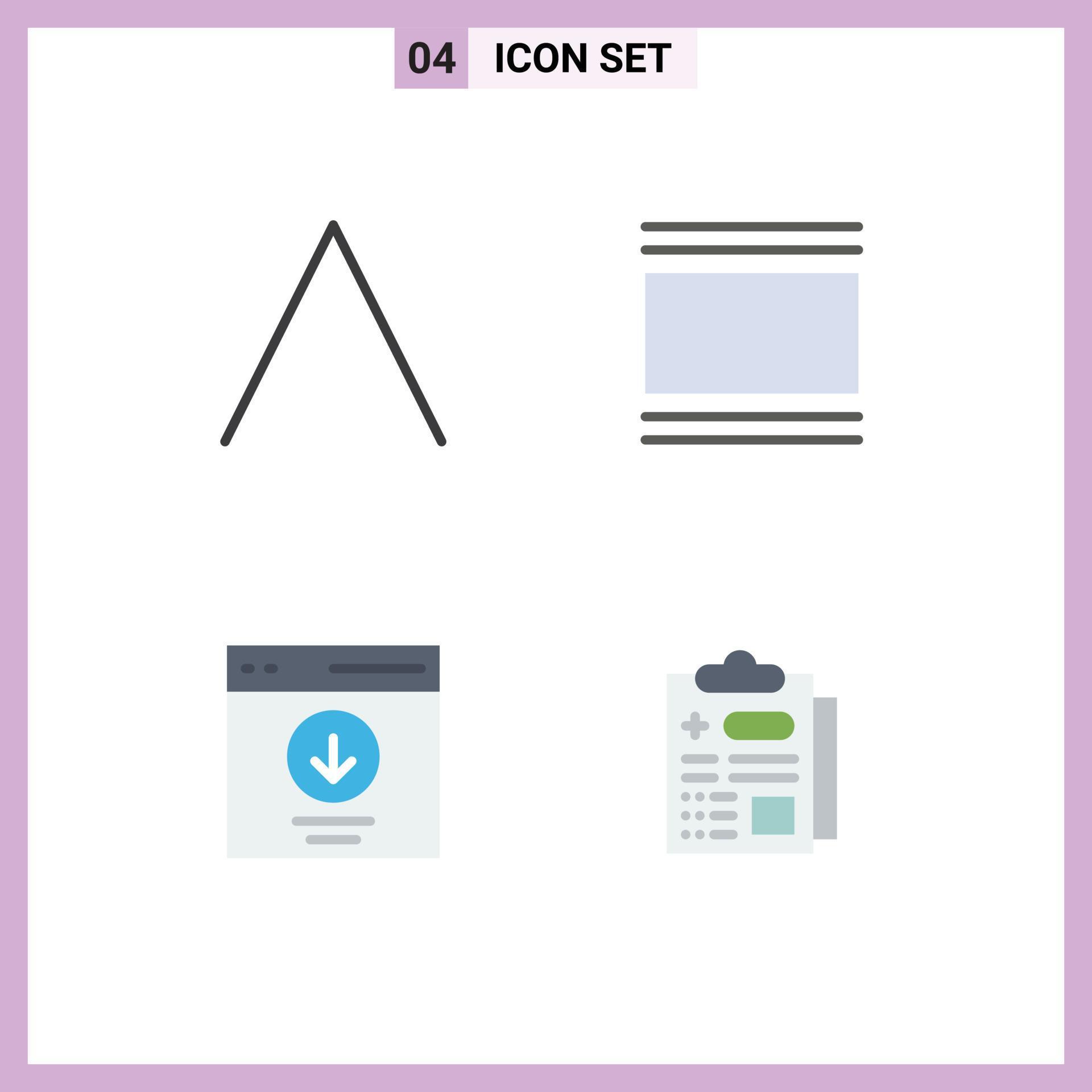 Group of 4 Modern Flat Icons Set for arrow download cover thumbnails message Editable Vector Design Elements Stock Free