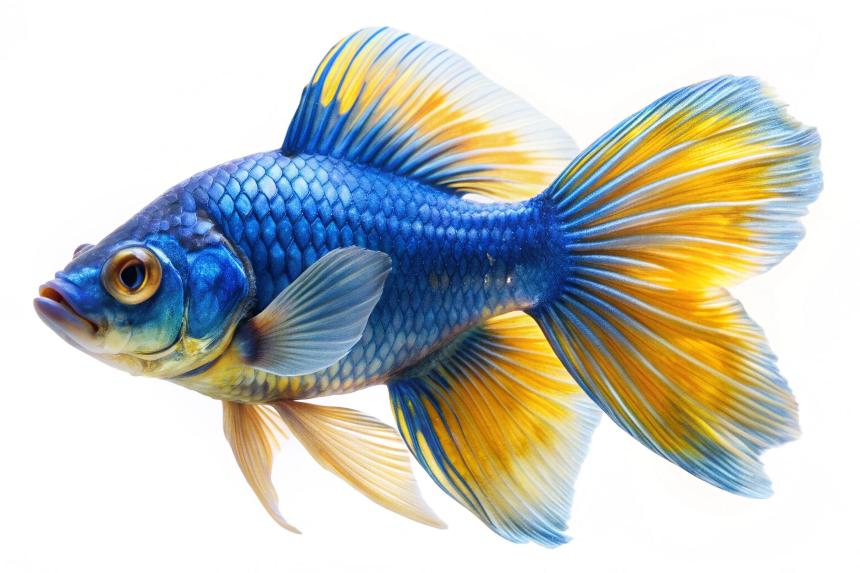 Blue ornamental fish isolated on white background Stock Free