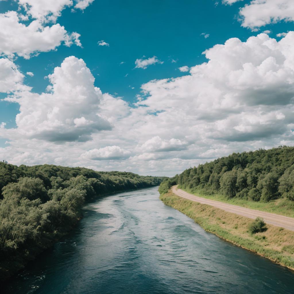 Fluss und Wolken by by @ai_generated