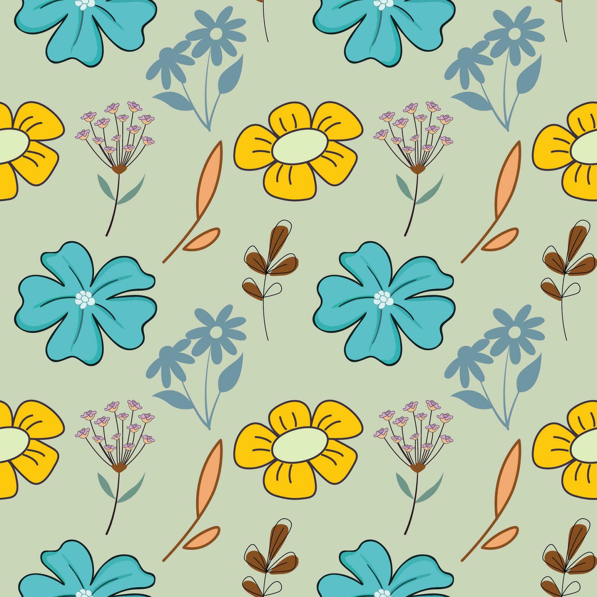 organic flat pressed flowers pattern in vector form Stock Free