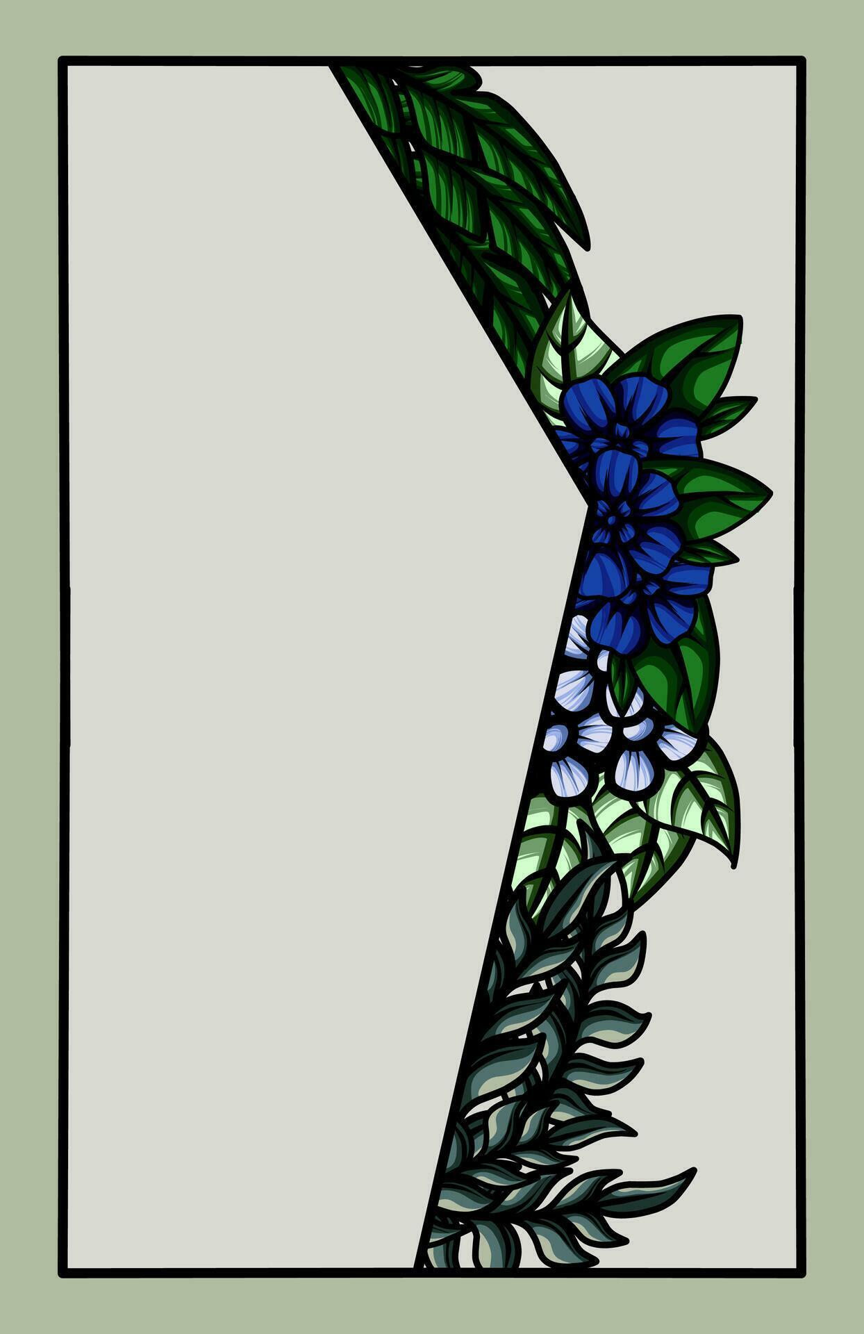 frame the border with an arrangement of leaves and flowers. Vector design Stock Free