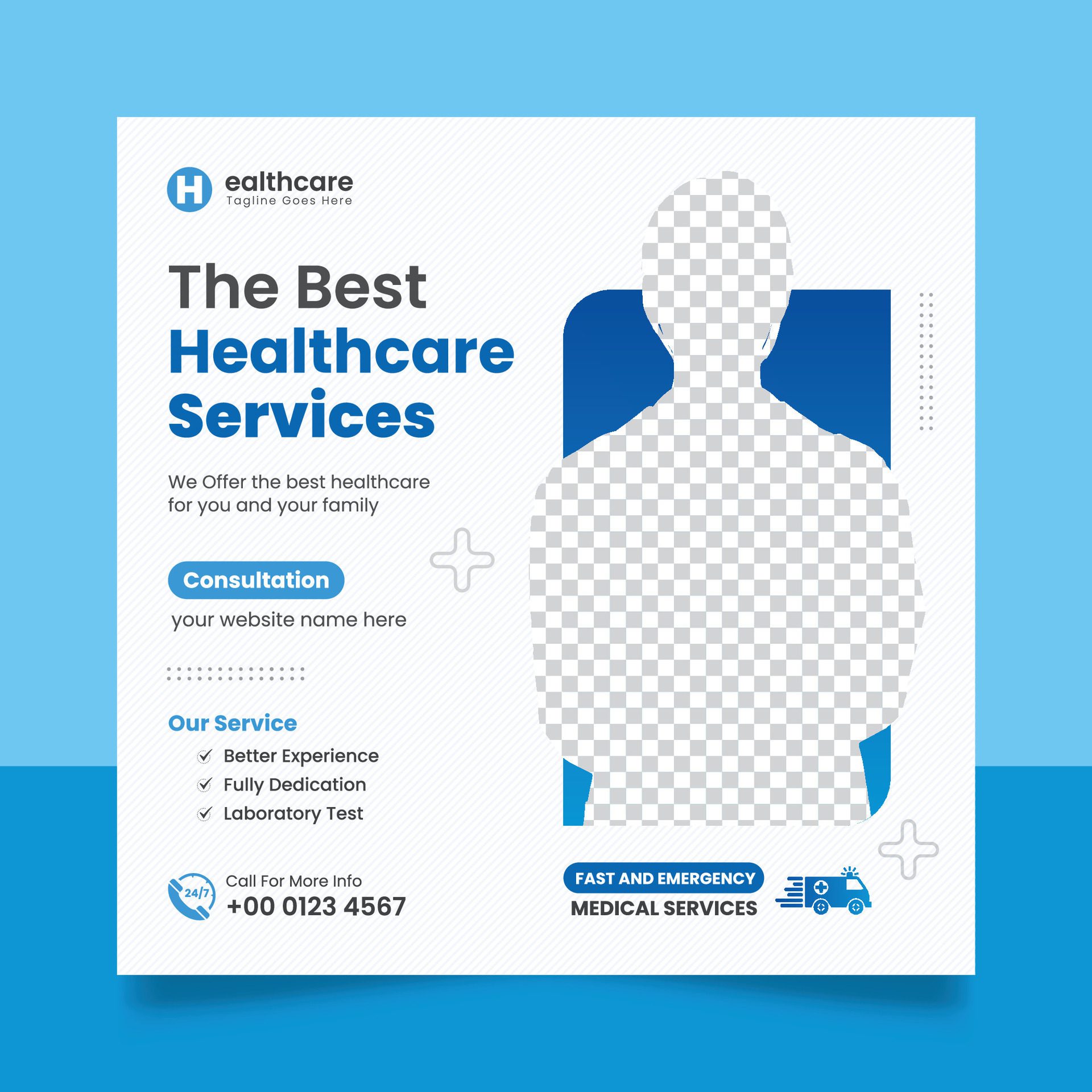 Medical healthcare social media post flyer design and hospital clinic or doctor banner template. Free Vector