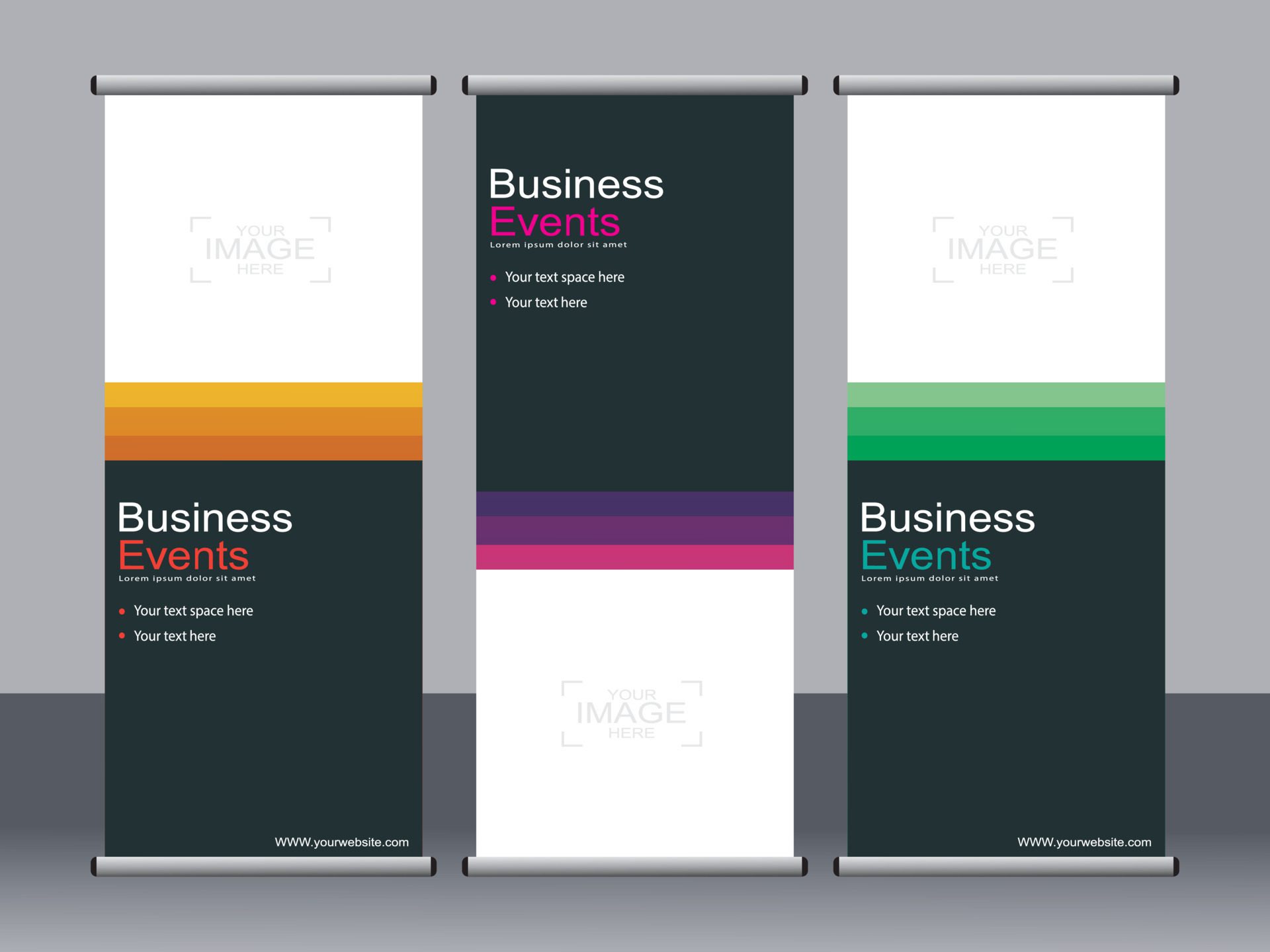 Business banner roll up set standee banner template. Free Vector