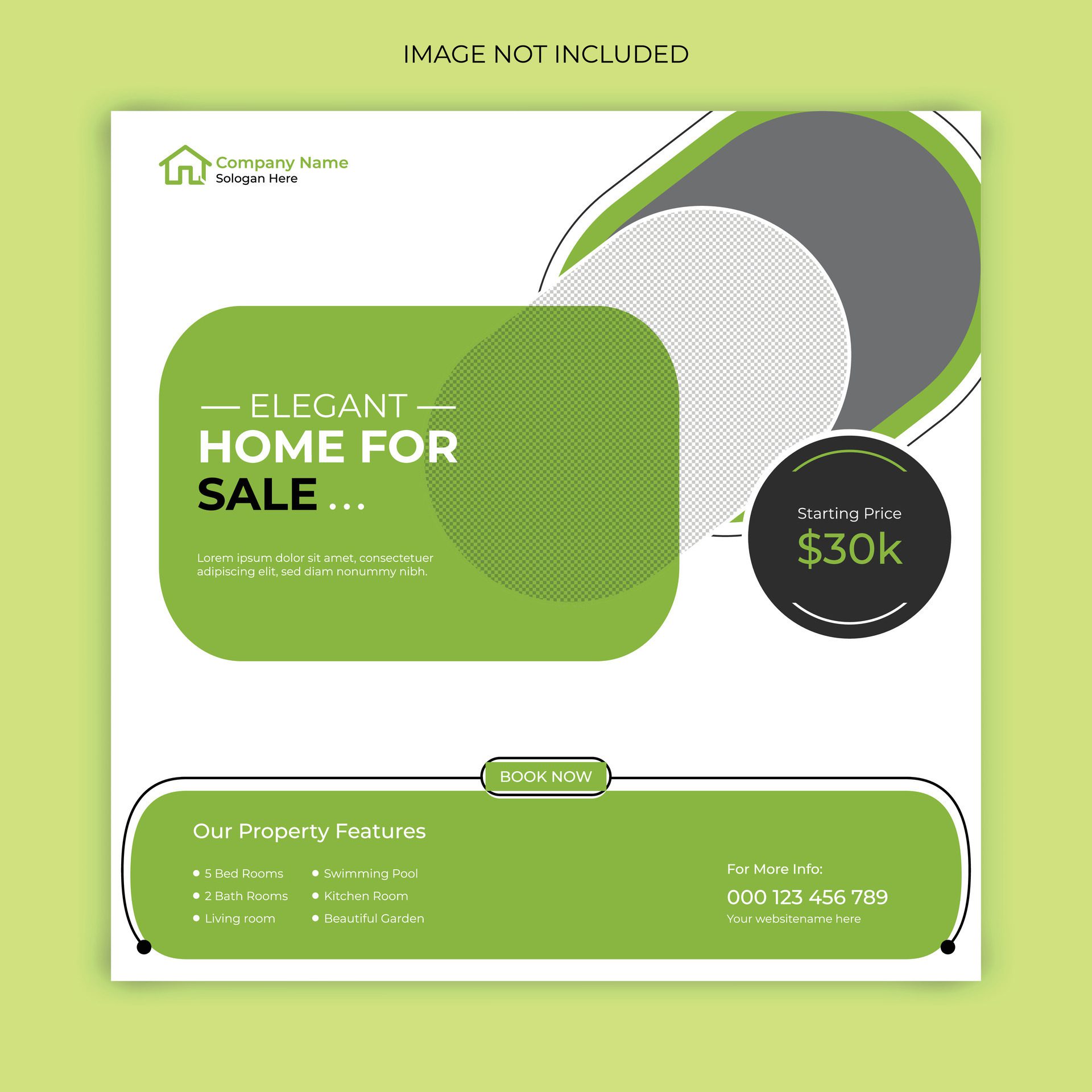 Real estate home sale social media post, modern elegant business home sale web banner template design Free Vector