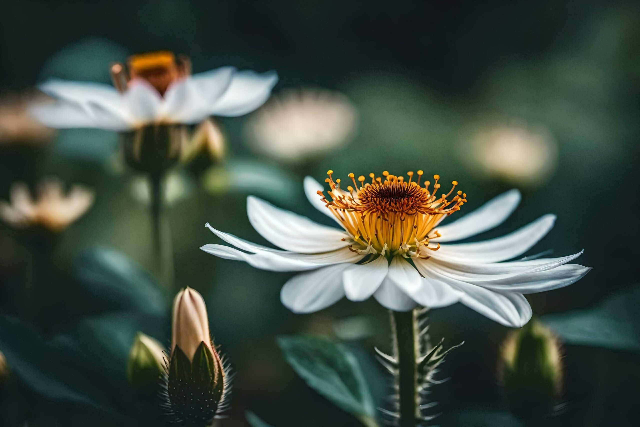 white flowers with yellow stamen in the middle Free Photo