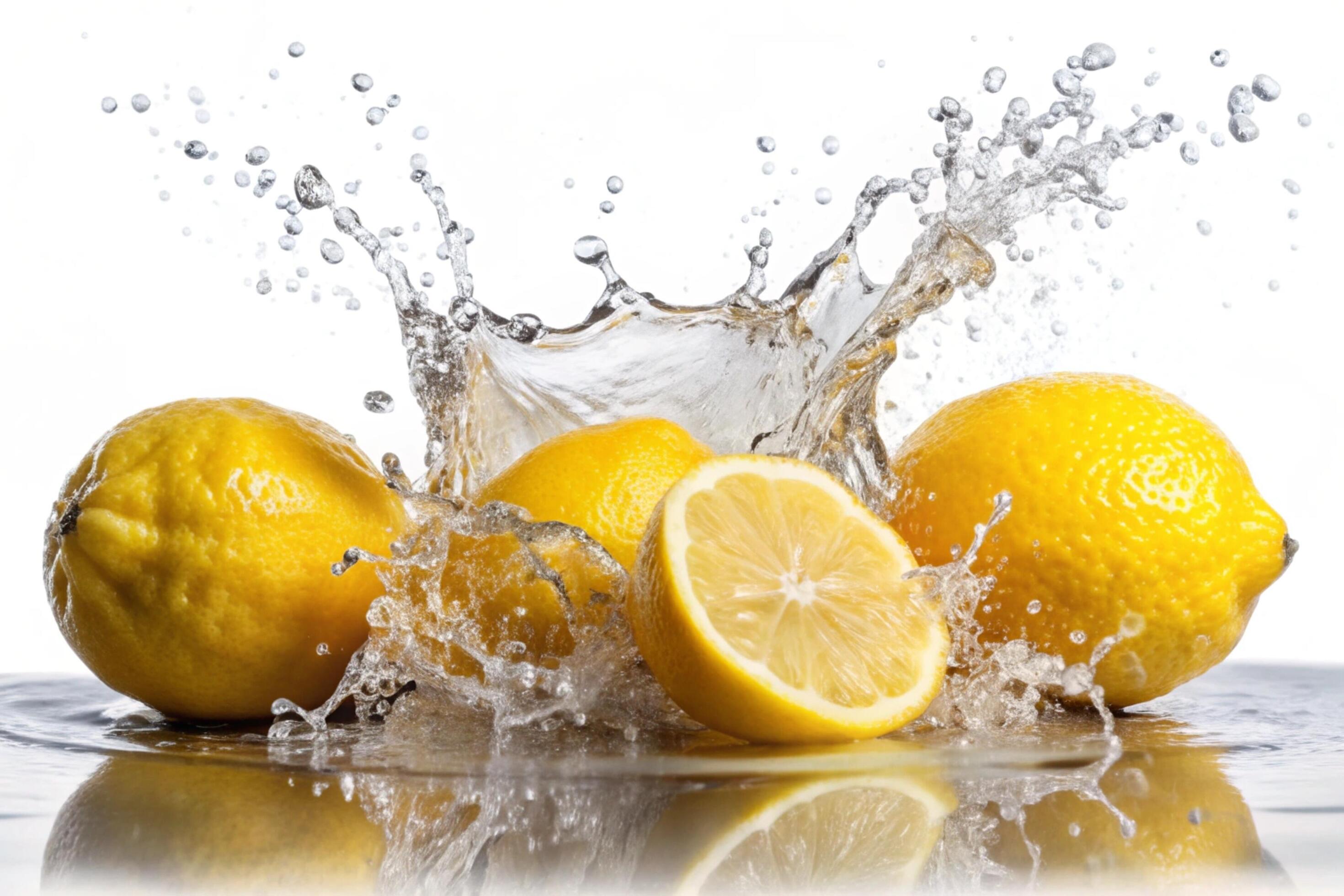 Lemon splashes on white background Stock Free