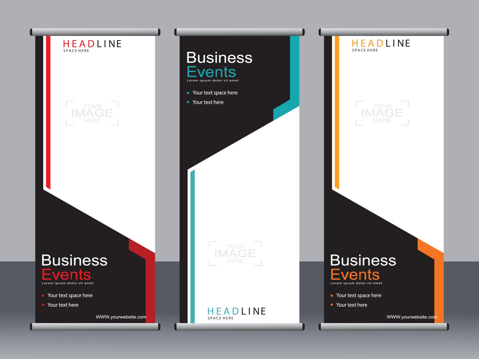 Business banner roll up set standee banner template. Free Vector