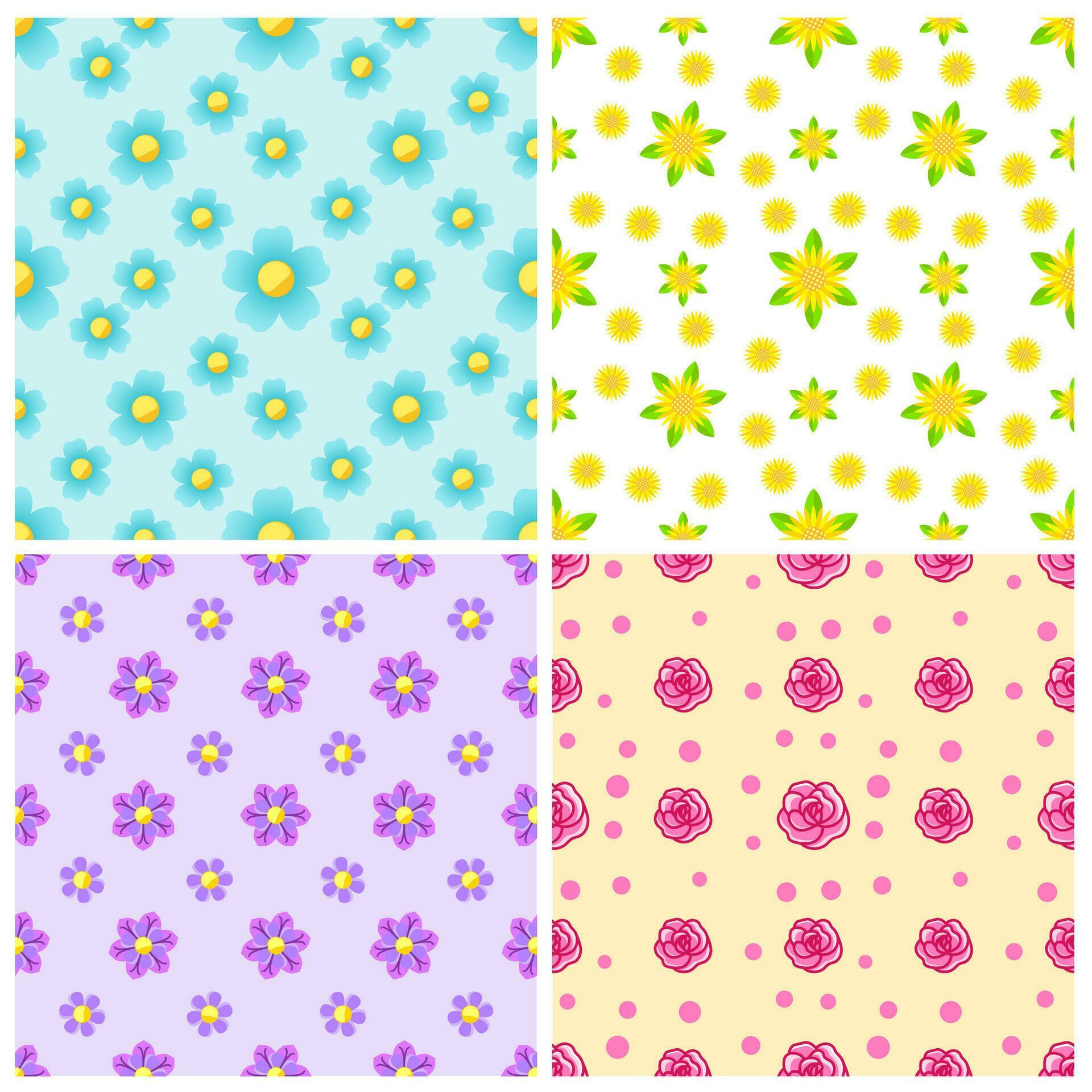 Set of Beautiful Seamless Patterns with Flower Stock Free and Free SVG